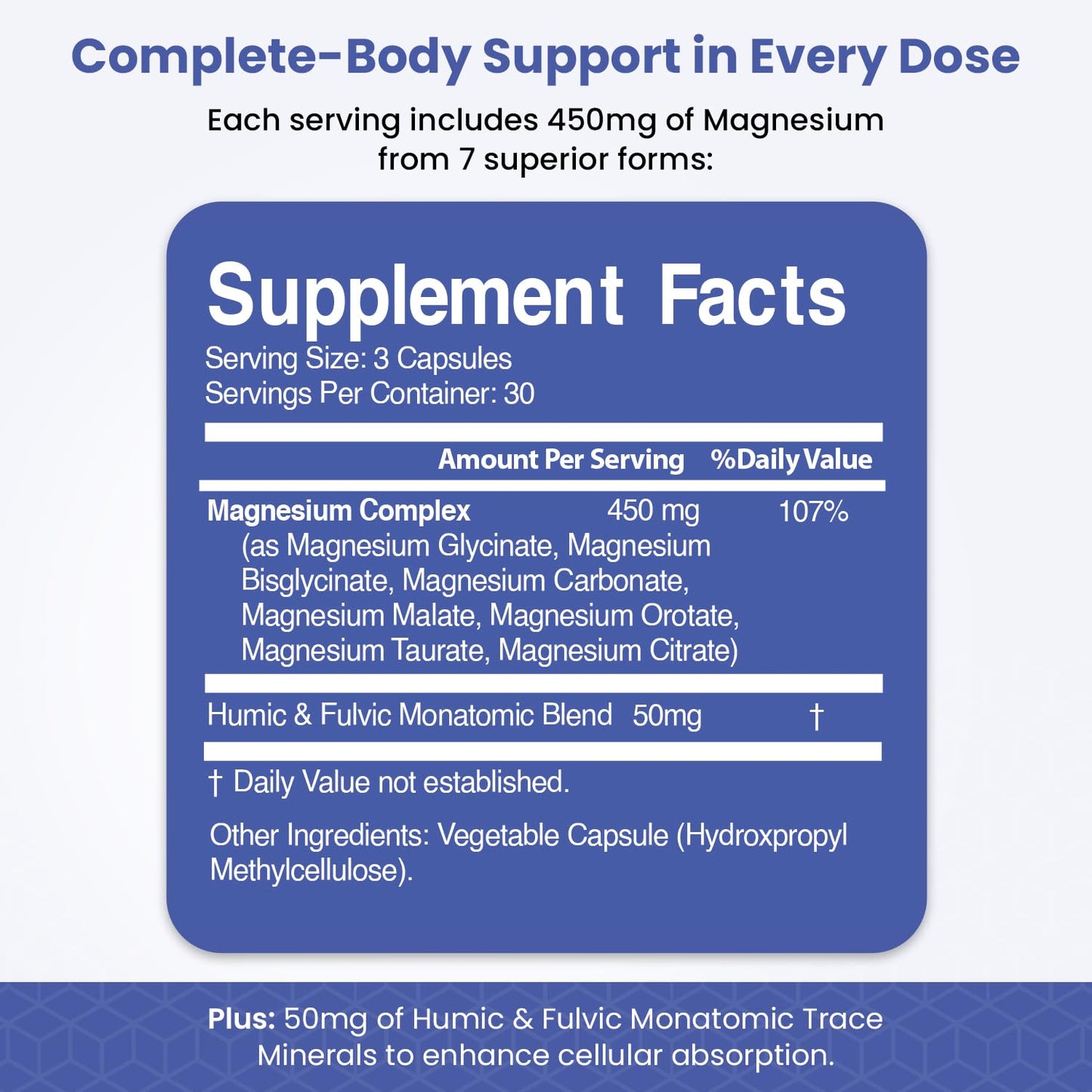 VITAMIZED 7-in-1 Magnesium Glycinate Complex Capsule, 90 Count
