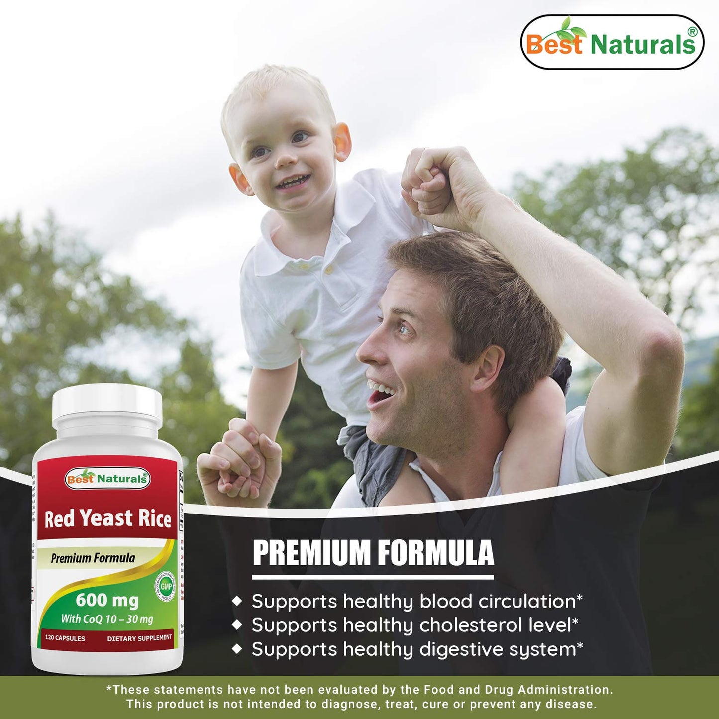 Best Naturals Red Yeast Rice with CoQ10 & Turmeric Curcumin 1500mg/Serving with Bioperine Capsule, 1 Count
