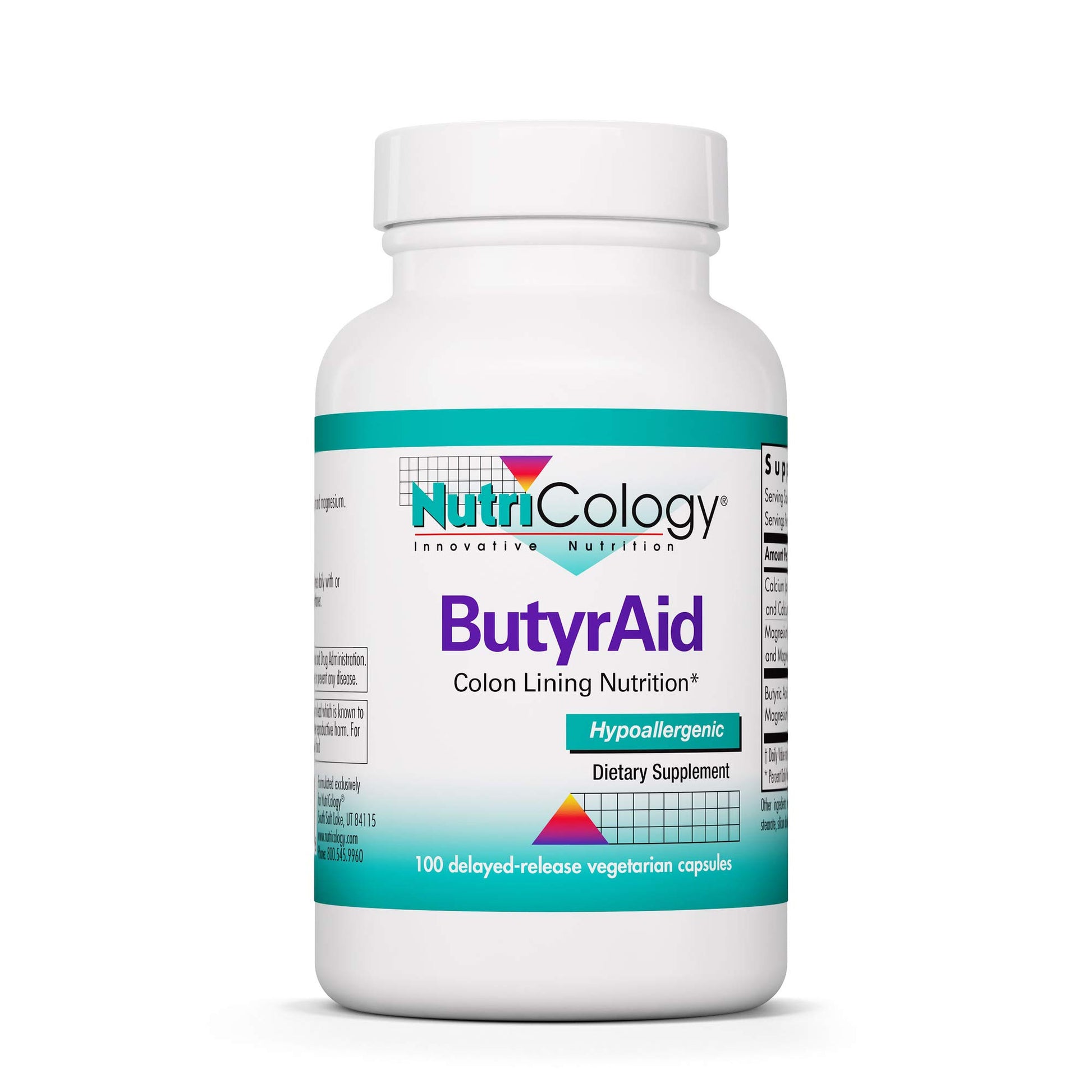 Allergy Research Group NutriCology ButyrAid Colon Lining Nutrition Capsules, 100 Count