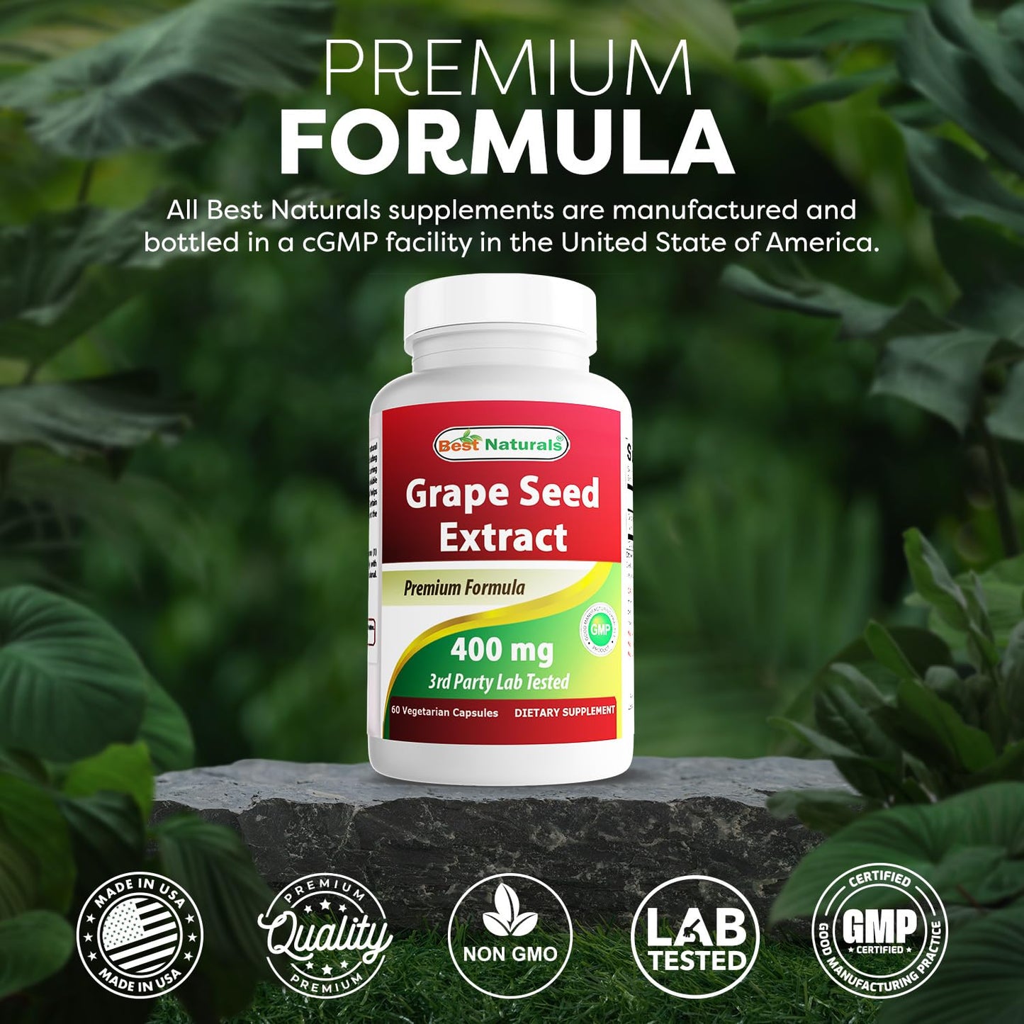 Best Naturals Grape Seed Extract 400 mg Capsules, 120 Count