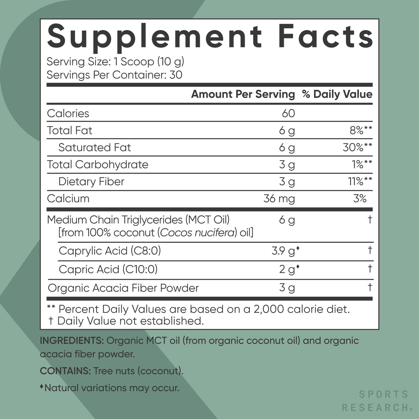 Sports Research Organic Coconut MCT Oil Powder, 10.6 oz