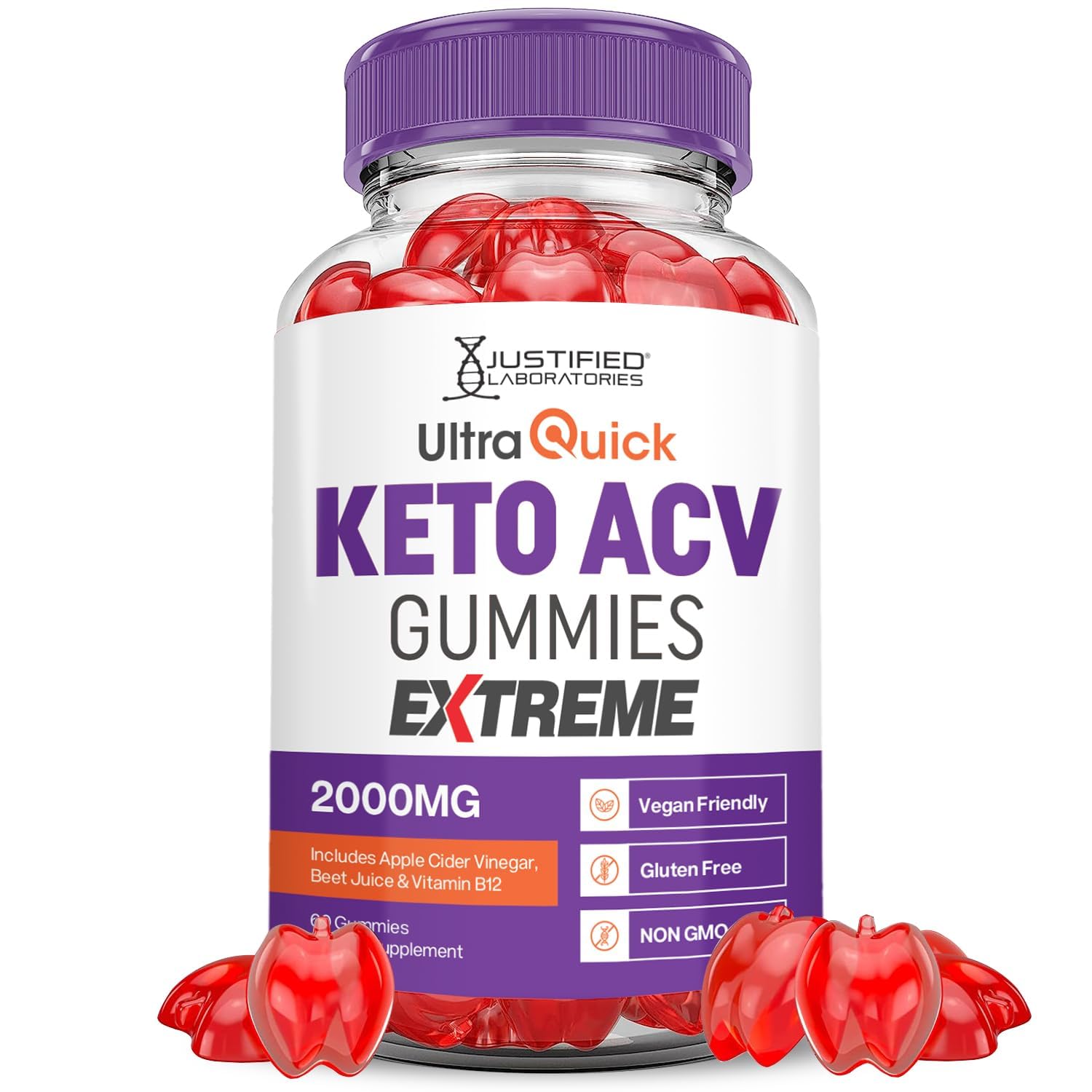 Justified Laboratories Ultra Quick Keto ACV Gummies Extreme (2000 mg) Gummy 60 Count