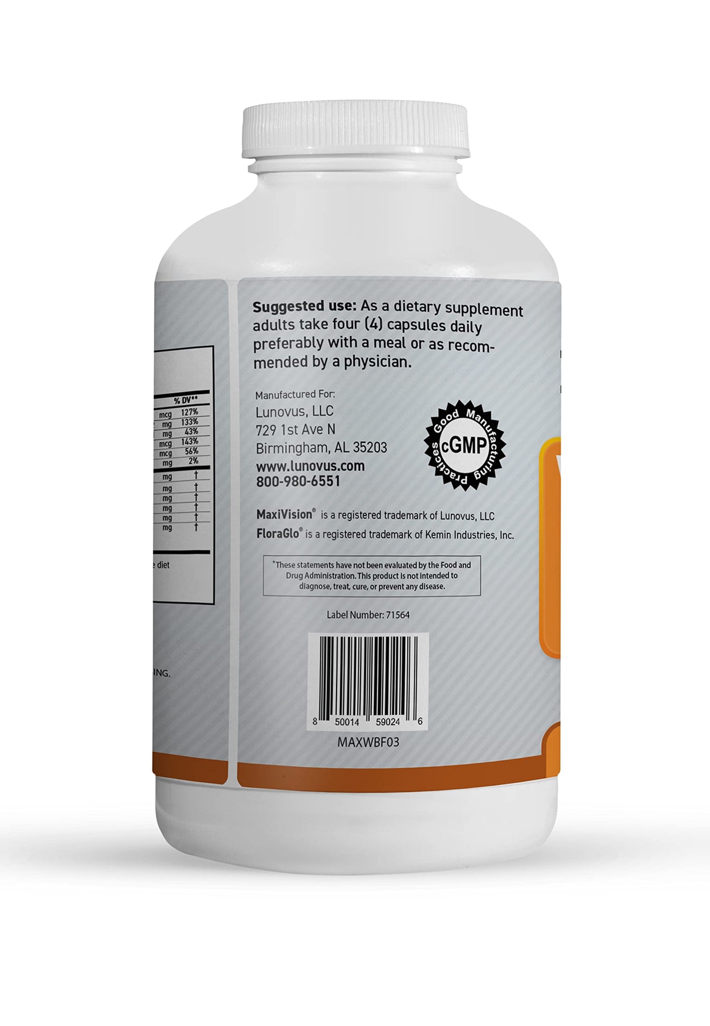 MaxiVision AREDS 2 Eye Vitamins with Lutein and Zeaxanthin Capsules, 360 Count