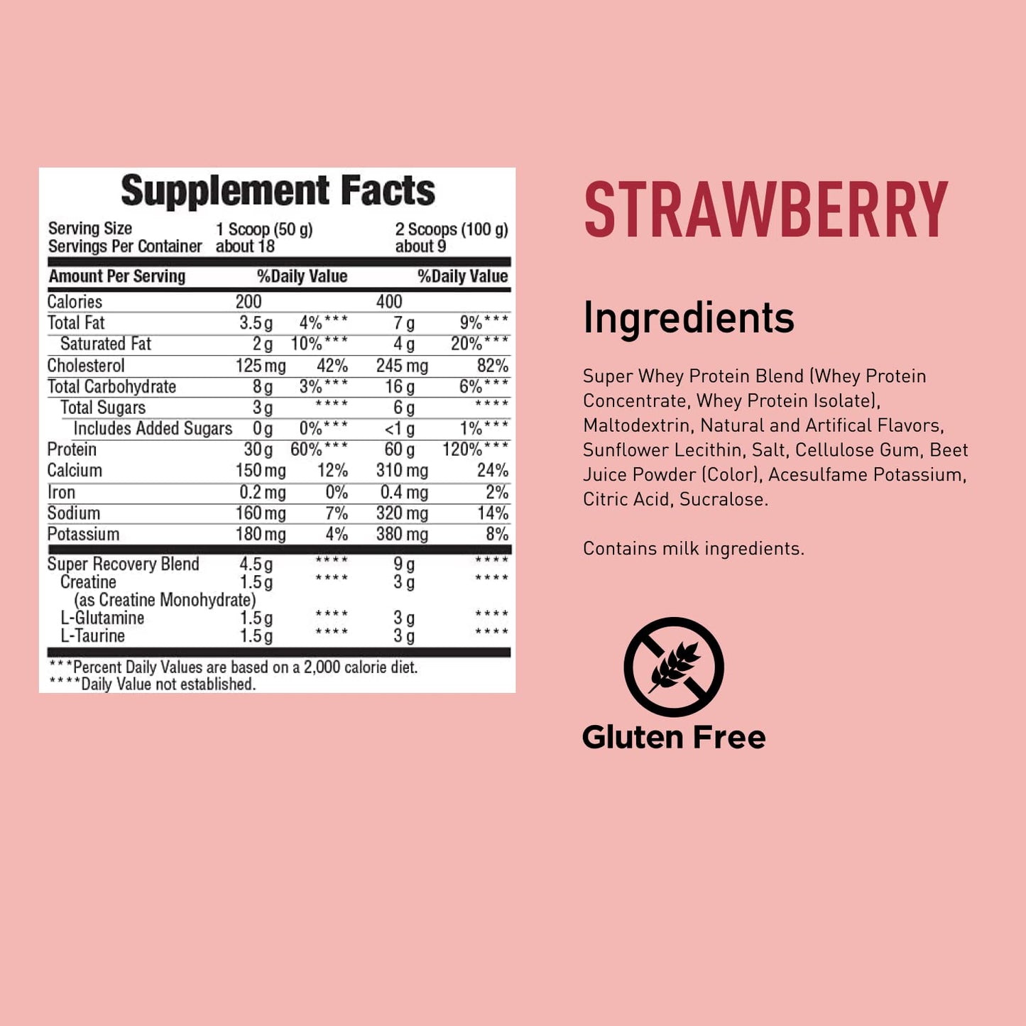 Body Fortress Whey Protein Powder 32 Servings Strawberry Flavored, Gluten Free, 2 Lbs