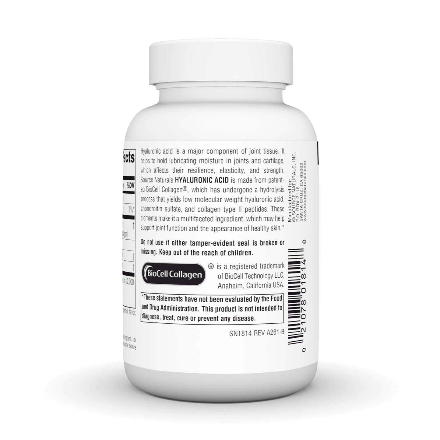 Source Naturals Hyaluronic Acid 100 mg Tablet, 60 Tablets