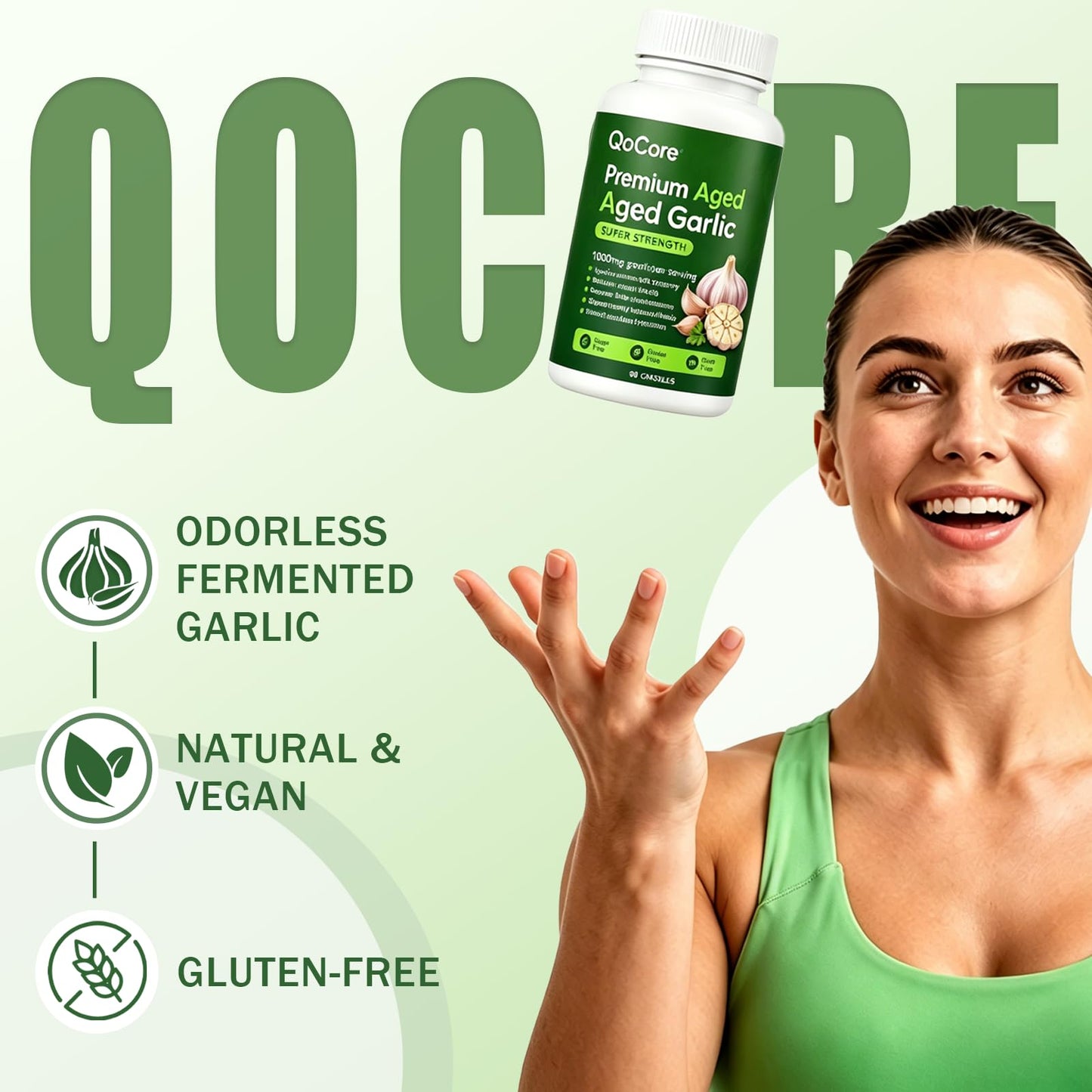 Asolla Qocore Aged Black Garlic, Aged Garlic Extract Capsule 1
