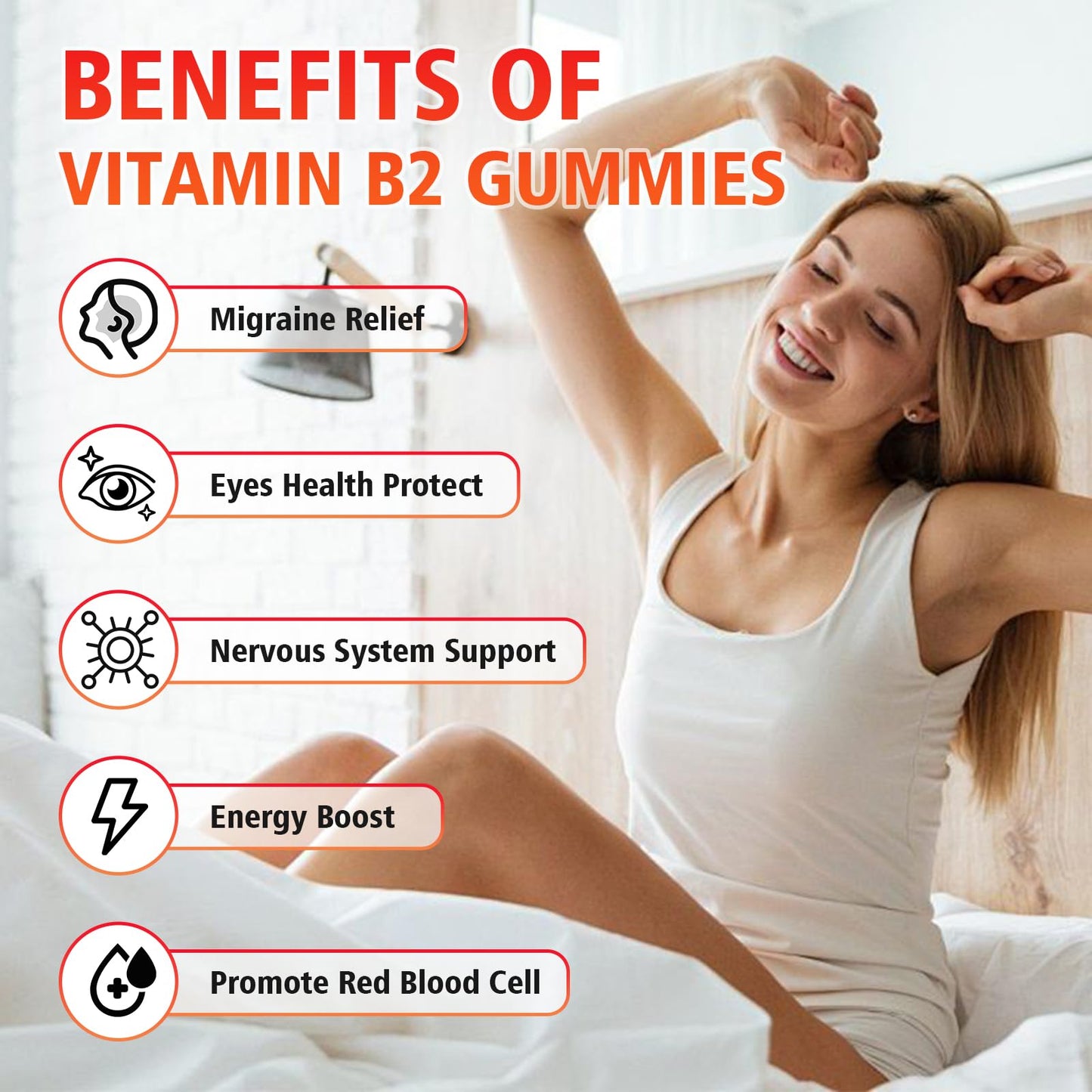 GrnLife Vitamin B2 Gummies Riboflavin 400mg with Magnesium, Strawberry Flavor, 120 Count