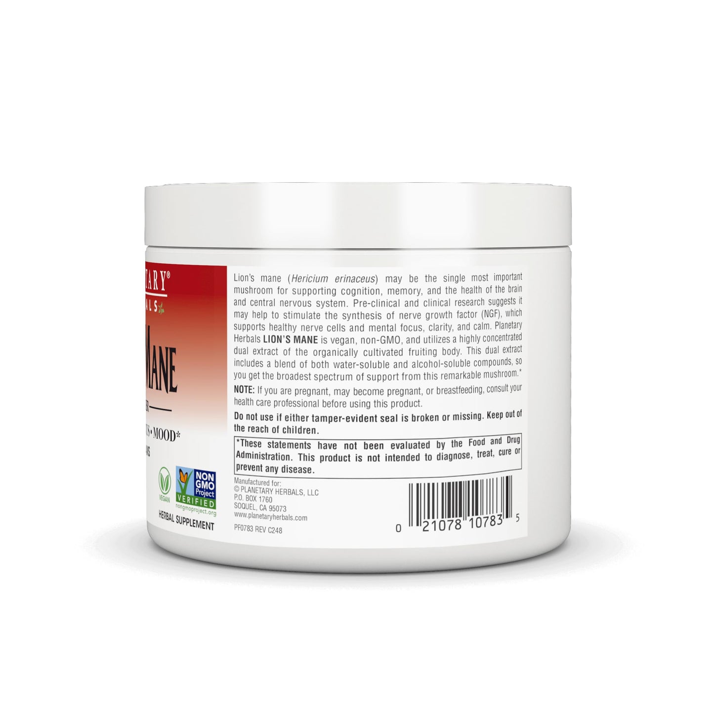 Planetary Herbals Lion Mane Powder 60 Grams, 1 Pack