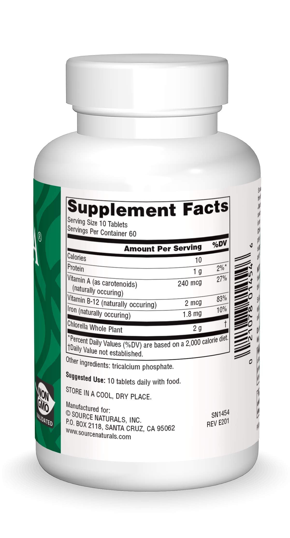 Source Naturals Yaeyama Chlorella Green Superfood, Plant-Based B12* - 200 mg, 600 Tablets