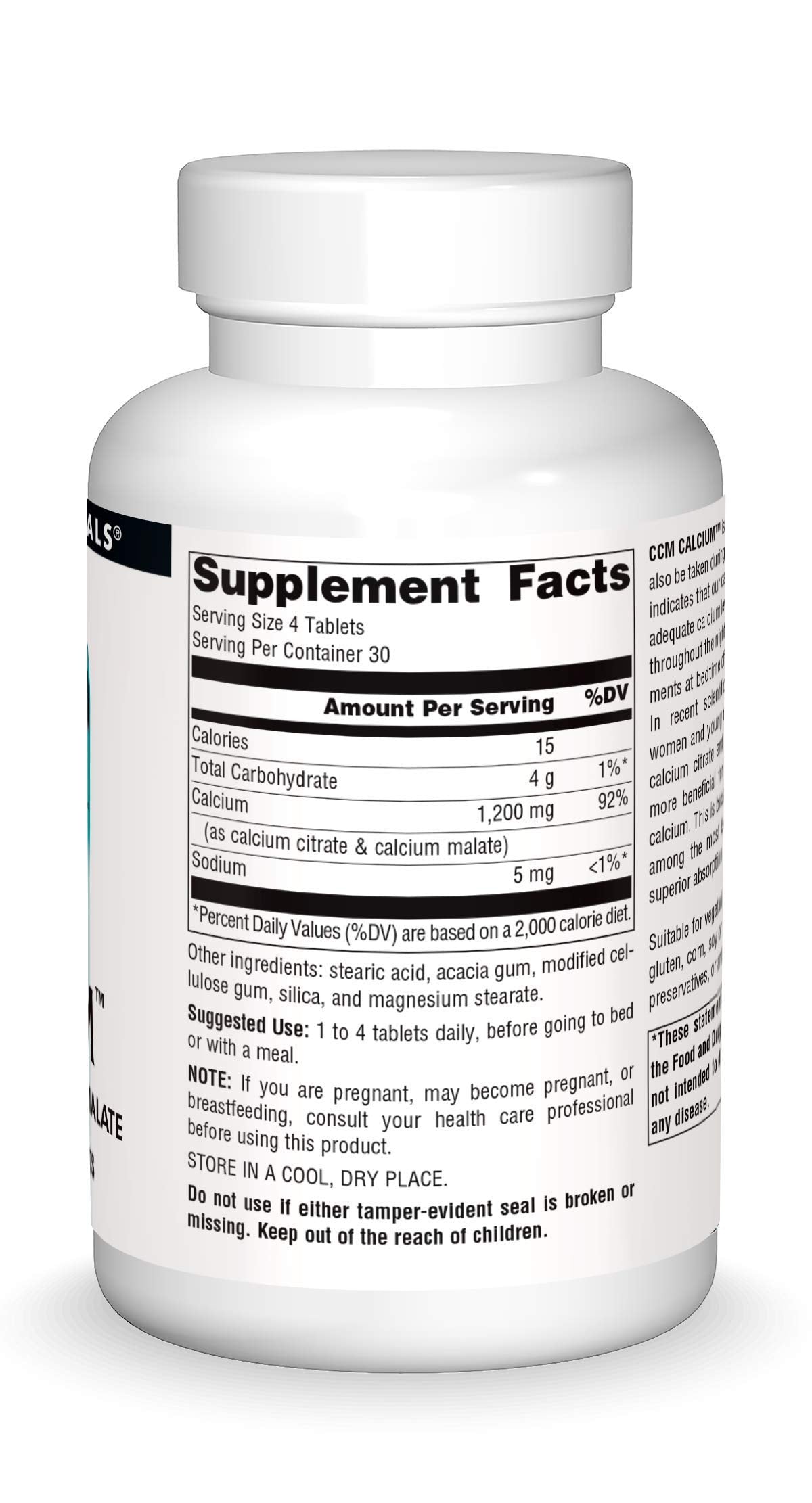 Source Naturals CCM Calcium - Calcium Citrate and Malate - 300 mg Tablets, 120 Count