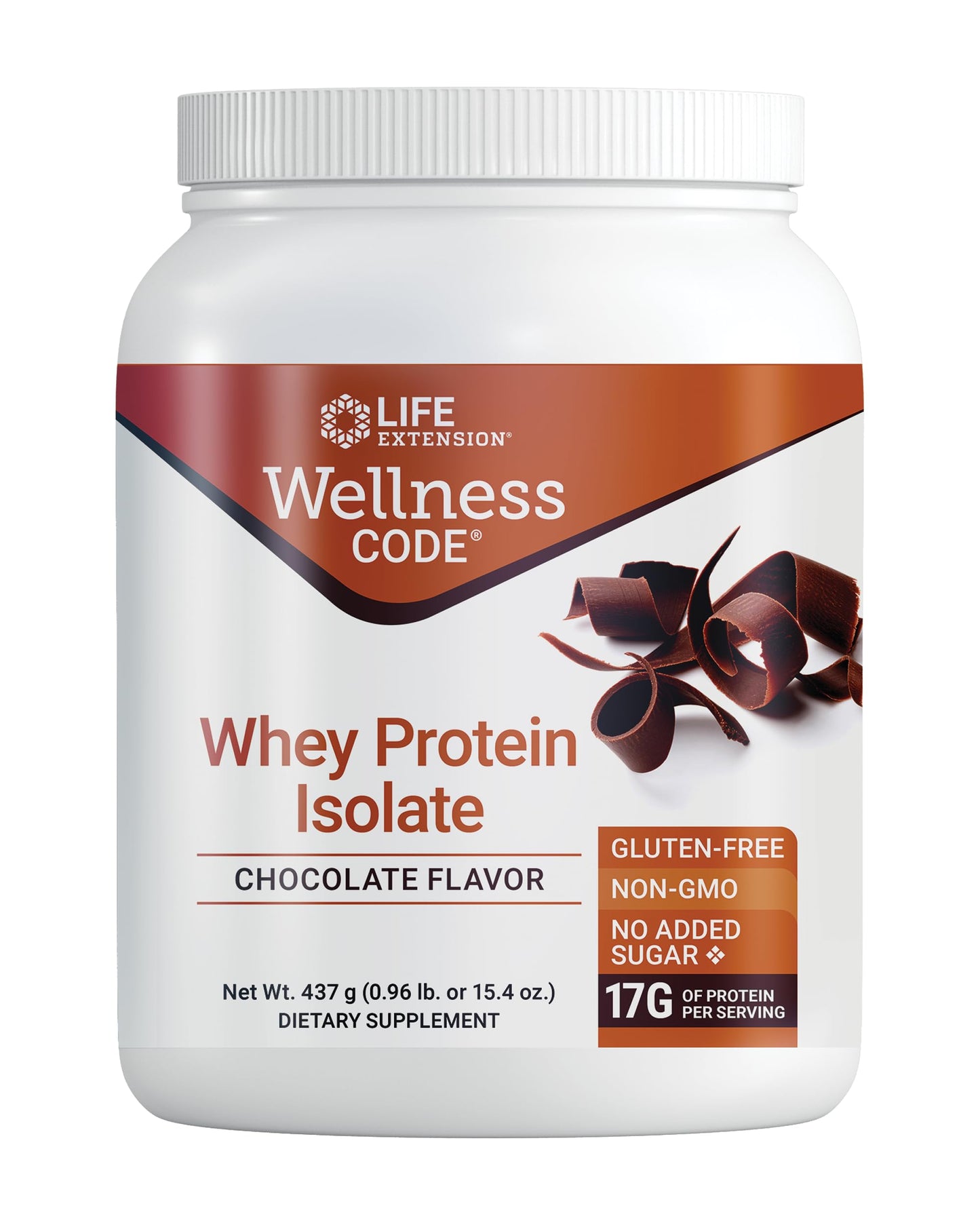Life Extension Wellness Code Whey Protein Isolate Powder (Chocolate) 16 Servings