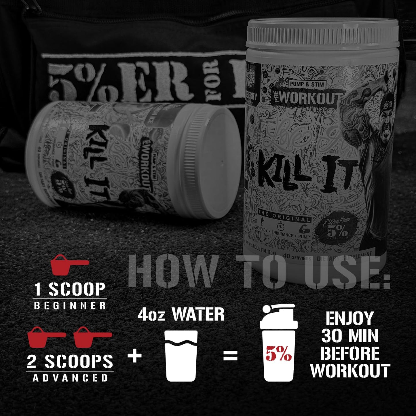 5% Nutrition Rich Piana Kill It Pre Workout Powder, 13.23 Ounce