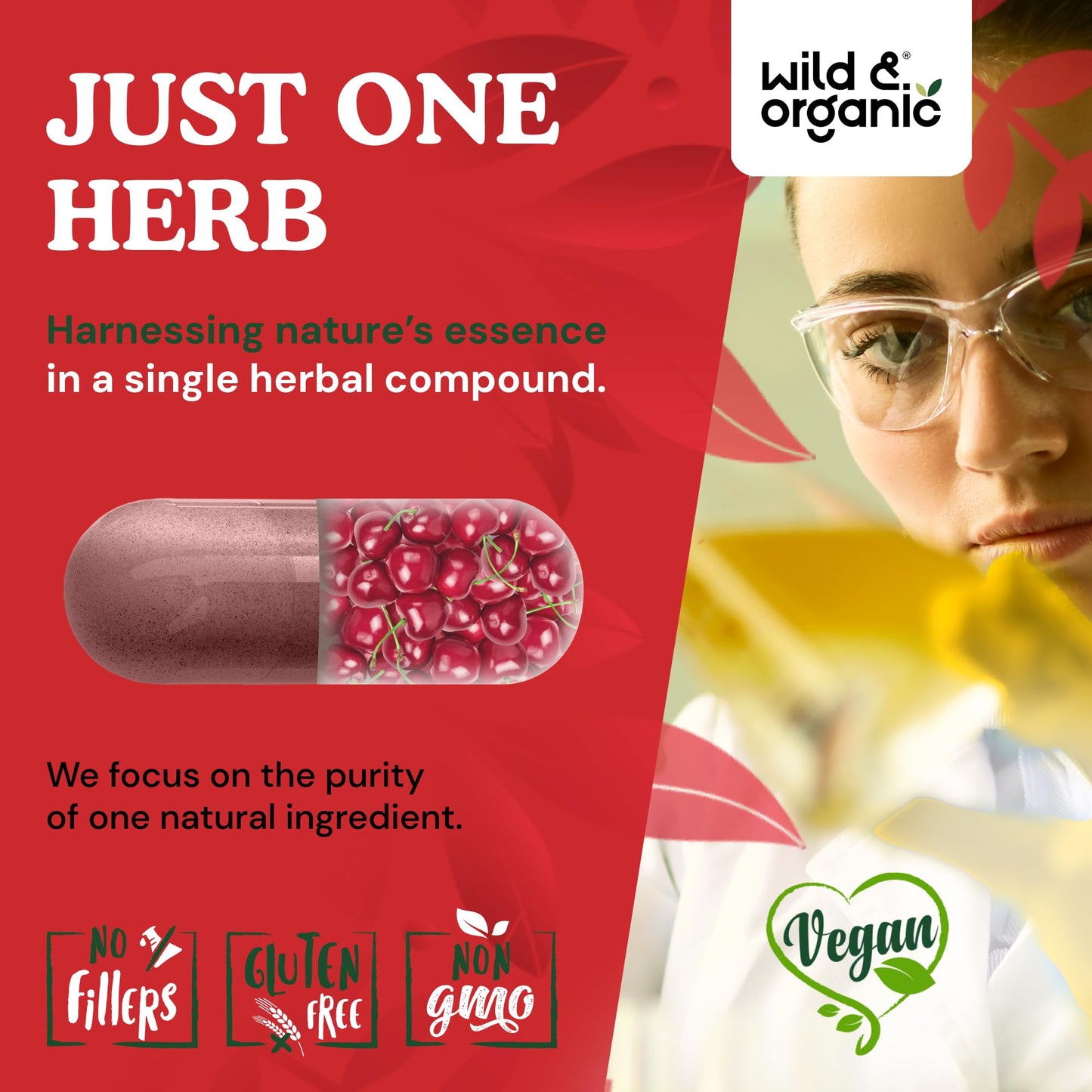 Wild & Organic Tart Cherry 600 mg Capsules, 90 Count