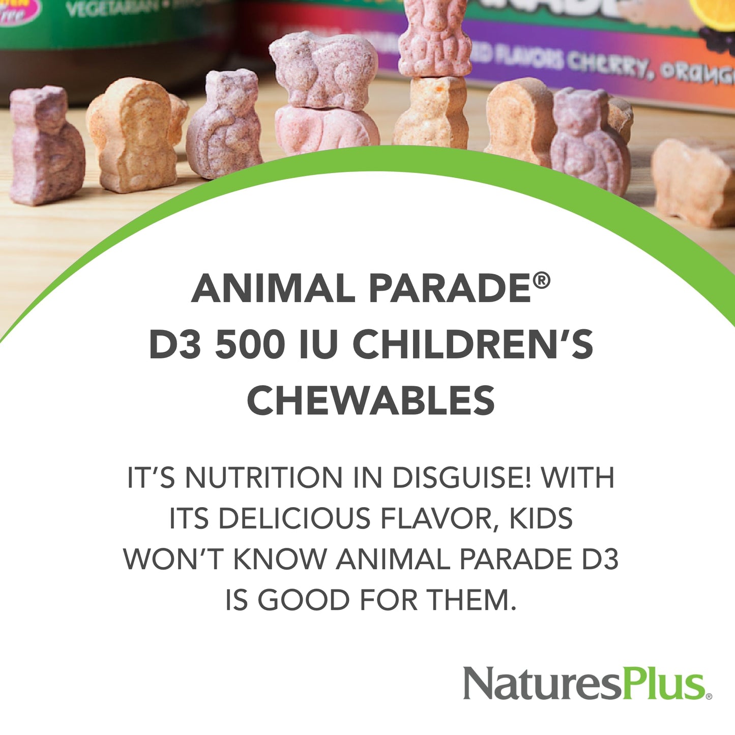 NaturesPlus Animal Parade Vitamin D3 Children’s Tablets 180 Count