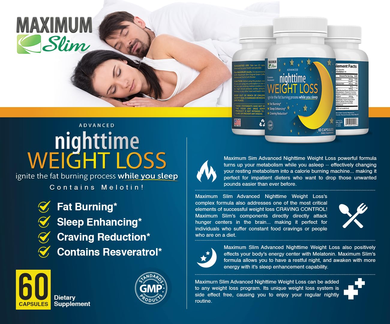 Maximum Slim Nighttime Weight Support Capsules, 60 Count