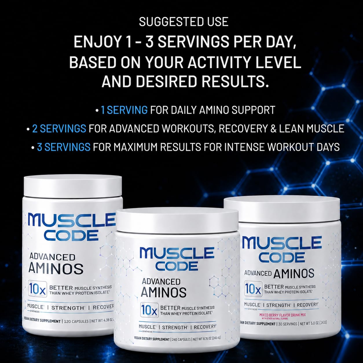 NAUTILUS Muscle Code Essential Amino Acid Powder, Natural Mixed Berry Flavor, 30 Servings, 0.98 Ounce