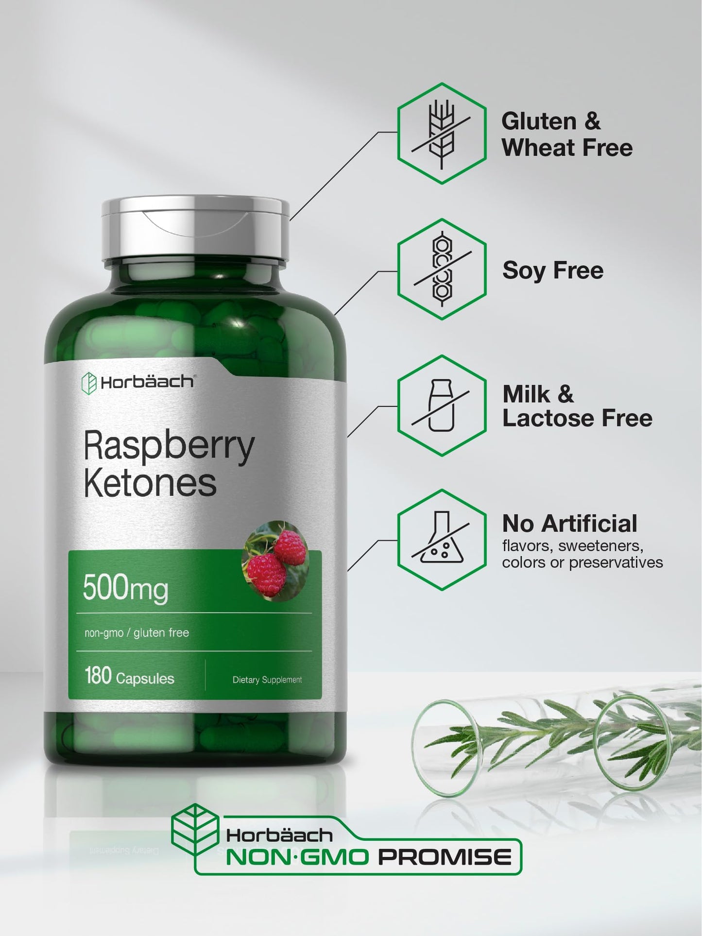 Horbäach Raspberry Ketones 500mg Capsule, 180 Capsules