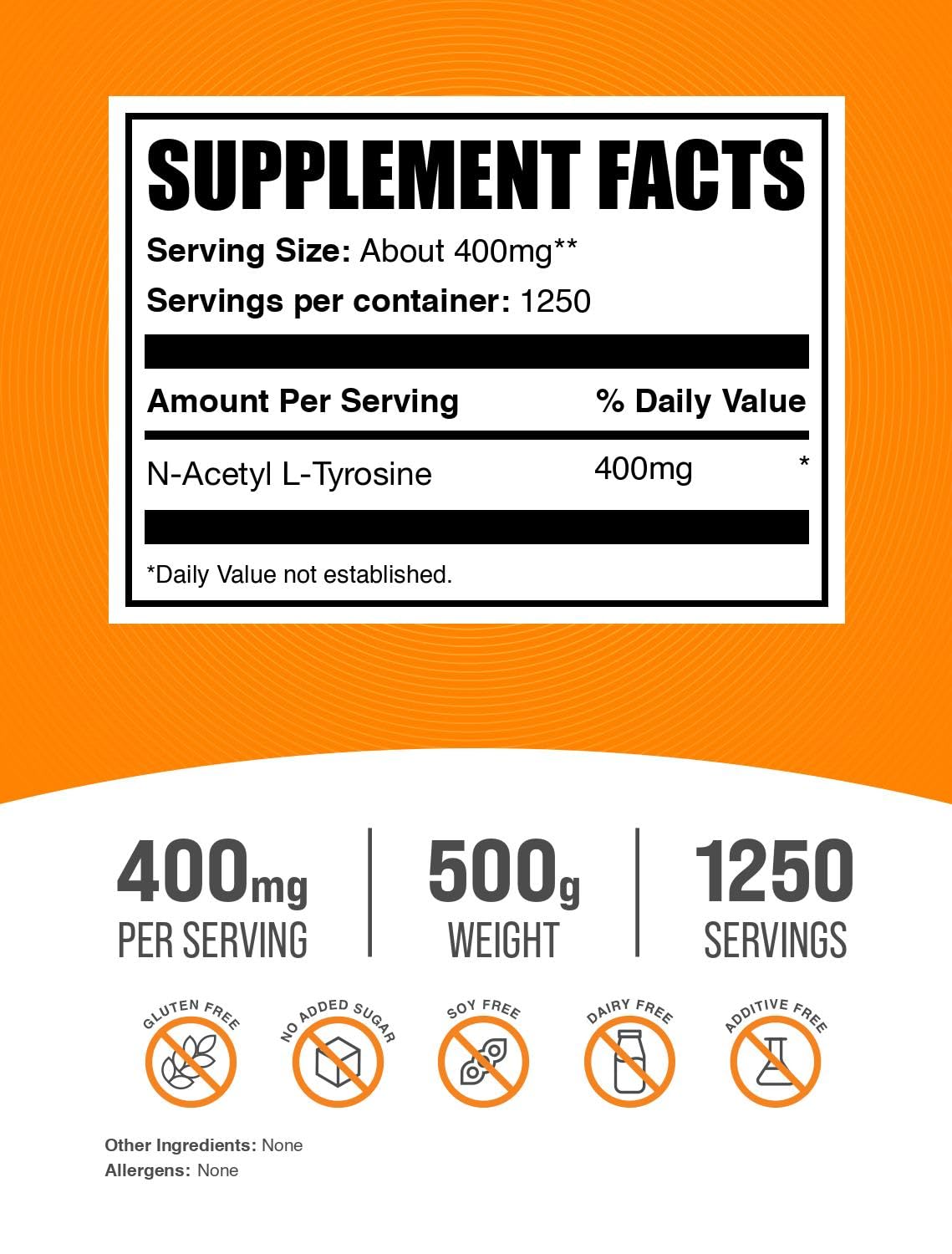 BulkSupplements N-Acetyl L-Tyrosine Powder, 17.6 oz
