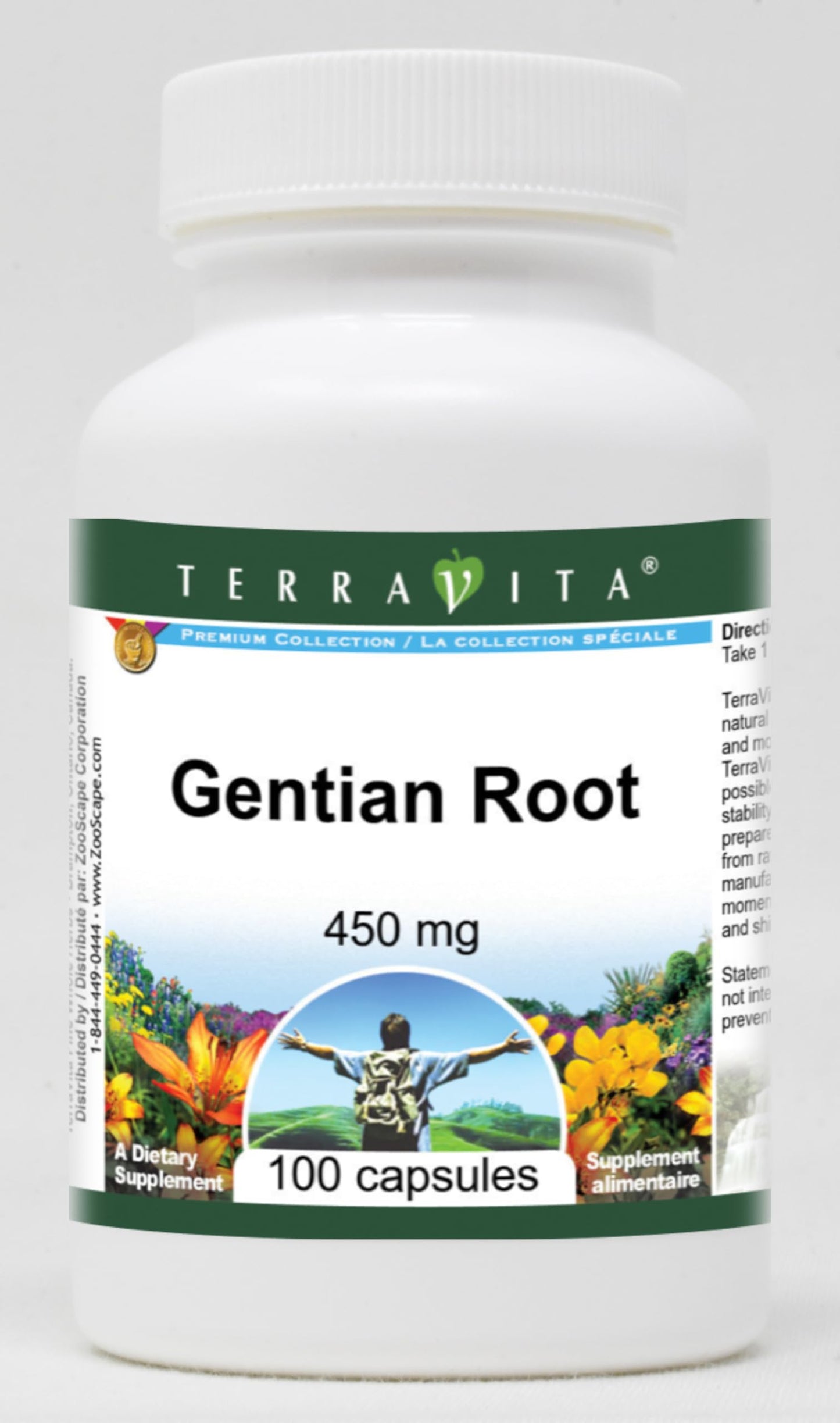Terravita Gentian Root 450 mg Capsules, 100 Capsules