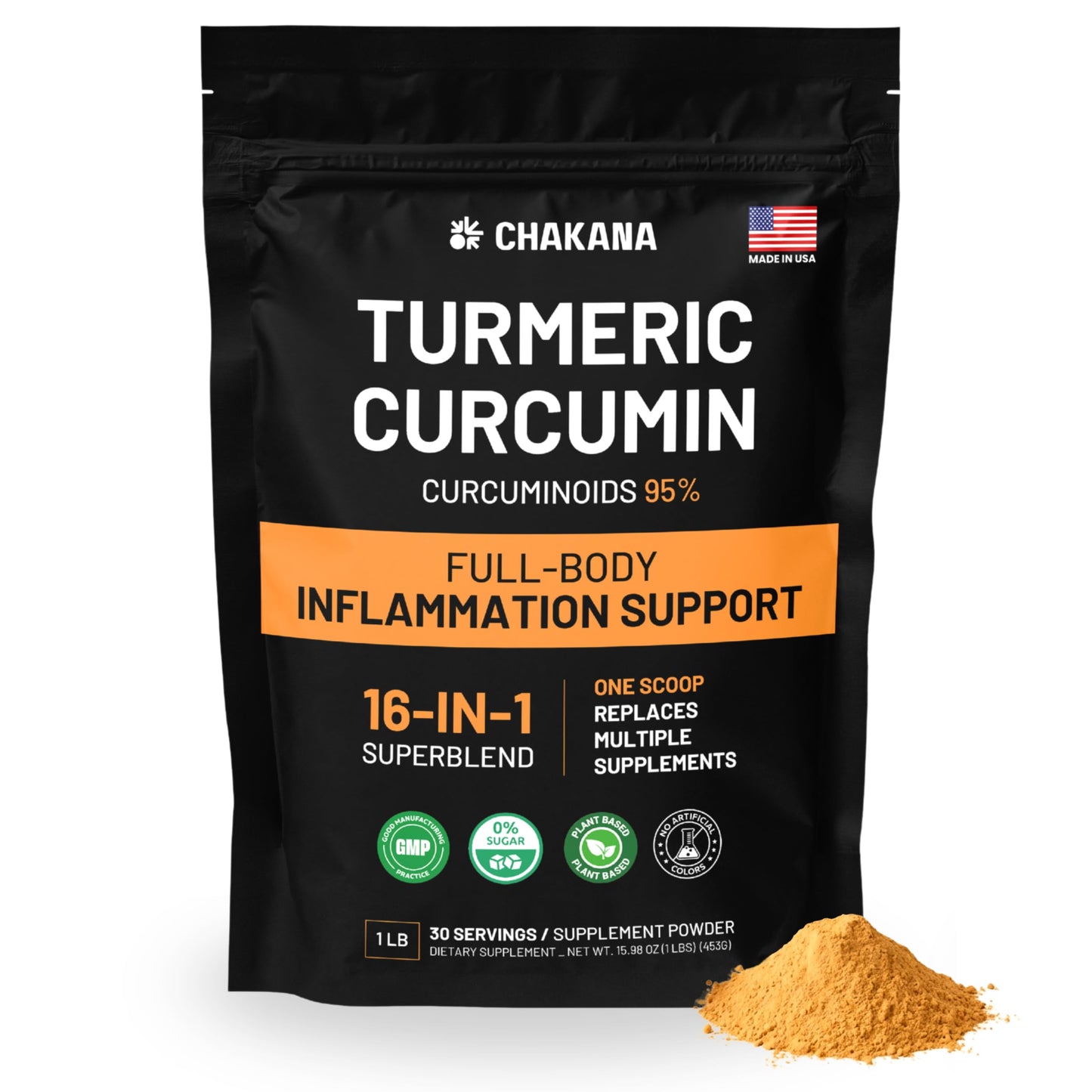 CHAKANA Turmeric Curcumin Supplement Powder 15.98 Ounce
