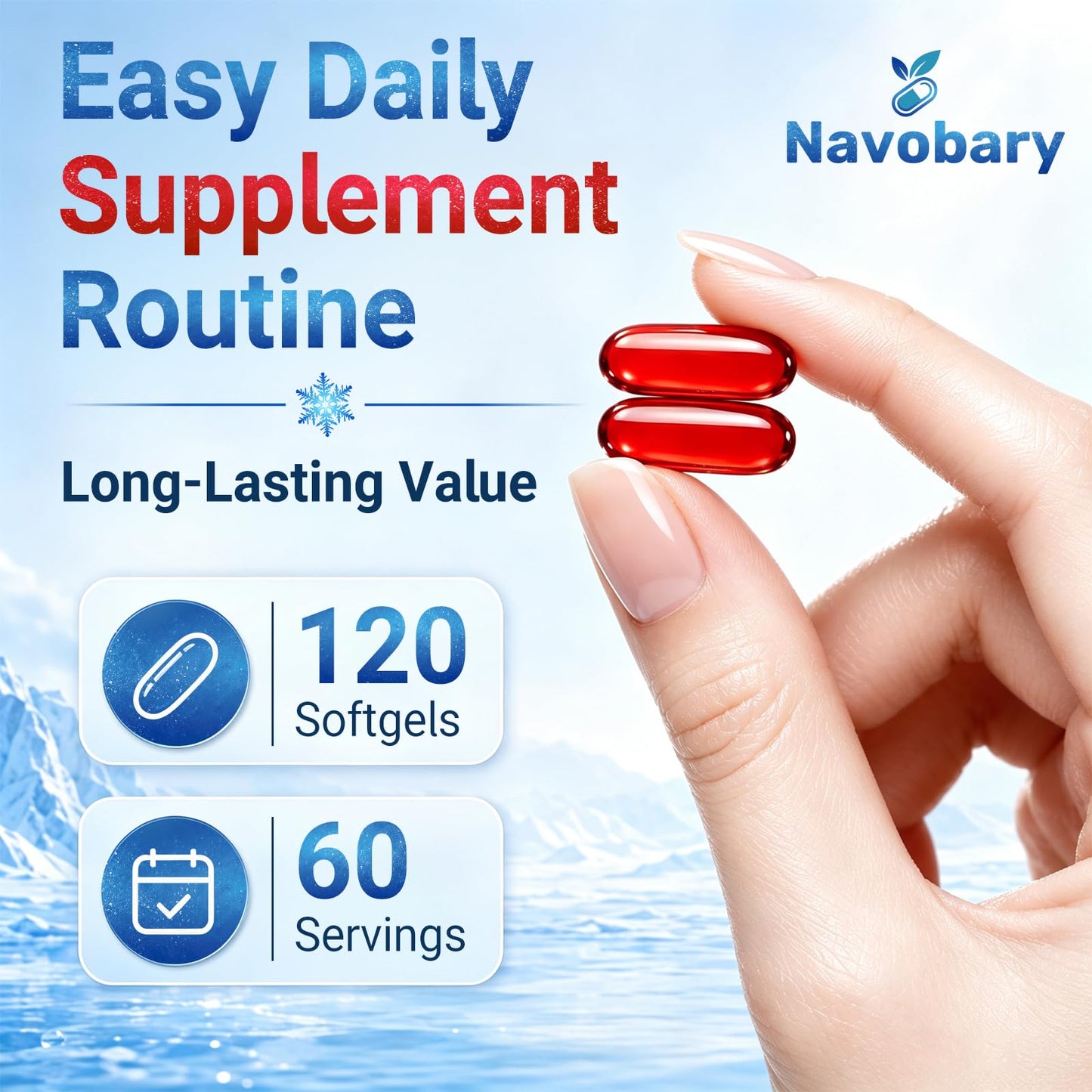 Navobary Antarctic Krill Oil 1000mg Softgel 120 Count