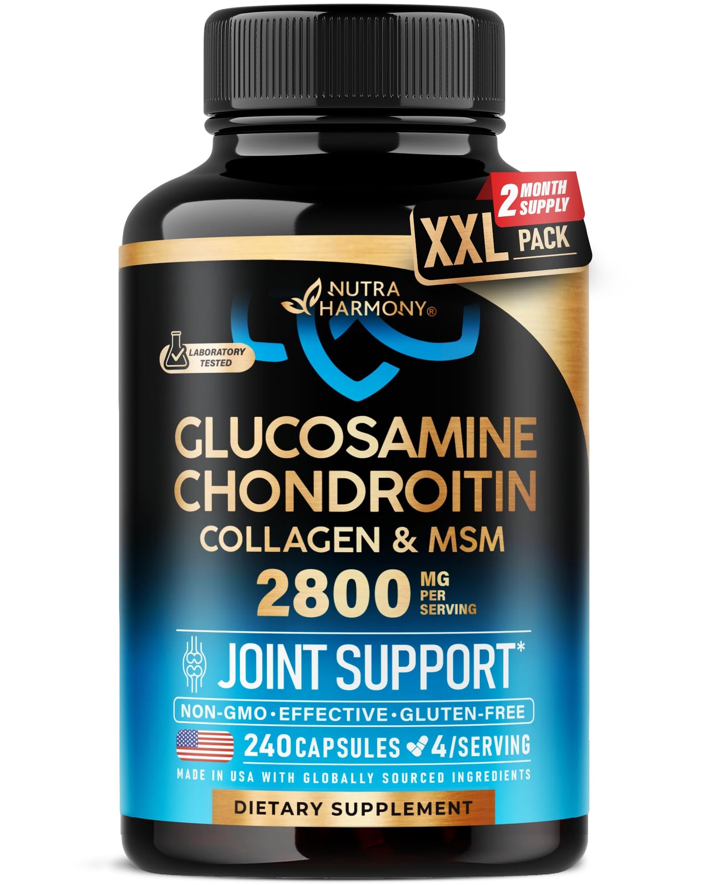 NUTRAHARMONY Glucosamine Chondroitin MSM Collagen 240 Capsules