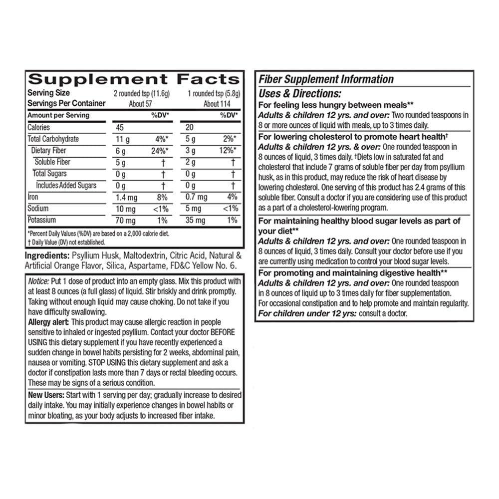 Quality Choice Psyllium Fiber Powder, Powder, 23.3