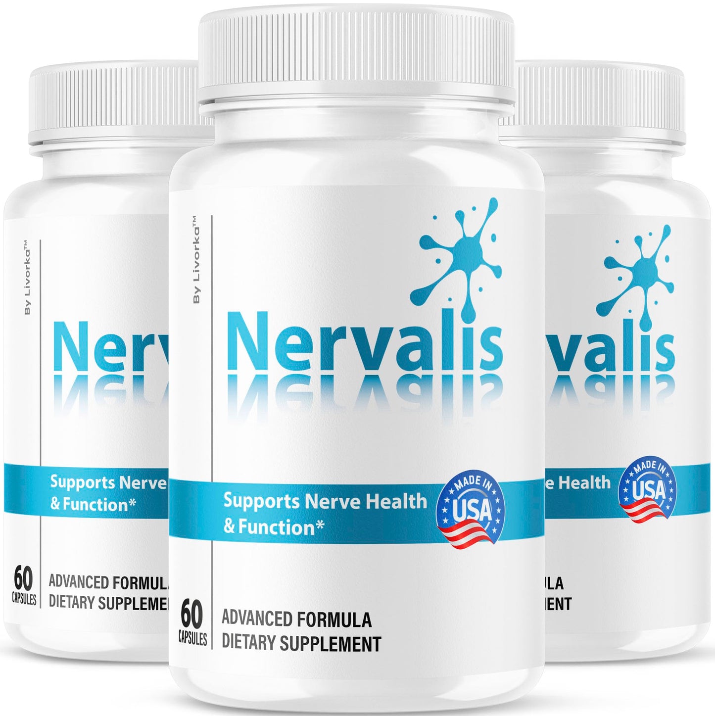 LIVORKA Nervalis Capsules Official Advanced Supplement Nerve Health - Advanced Formula Daily Premium Brain & Memory Focus, Natural Vitamins Support, Overall Wellness, 180 Capsules