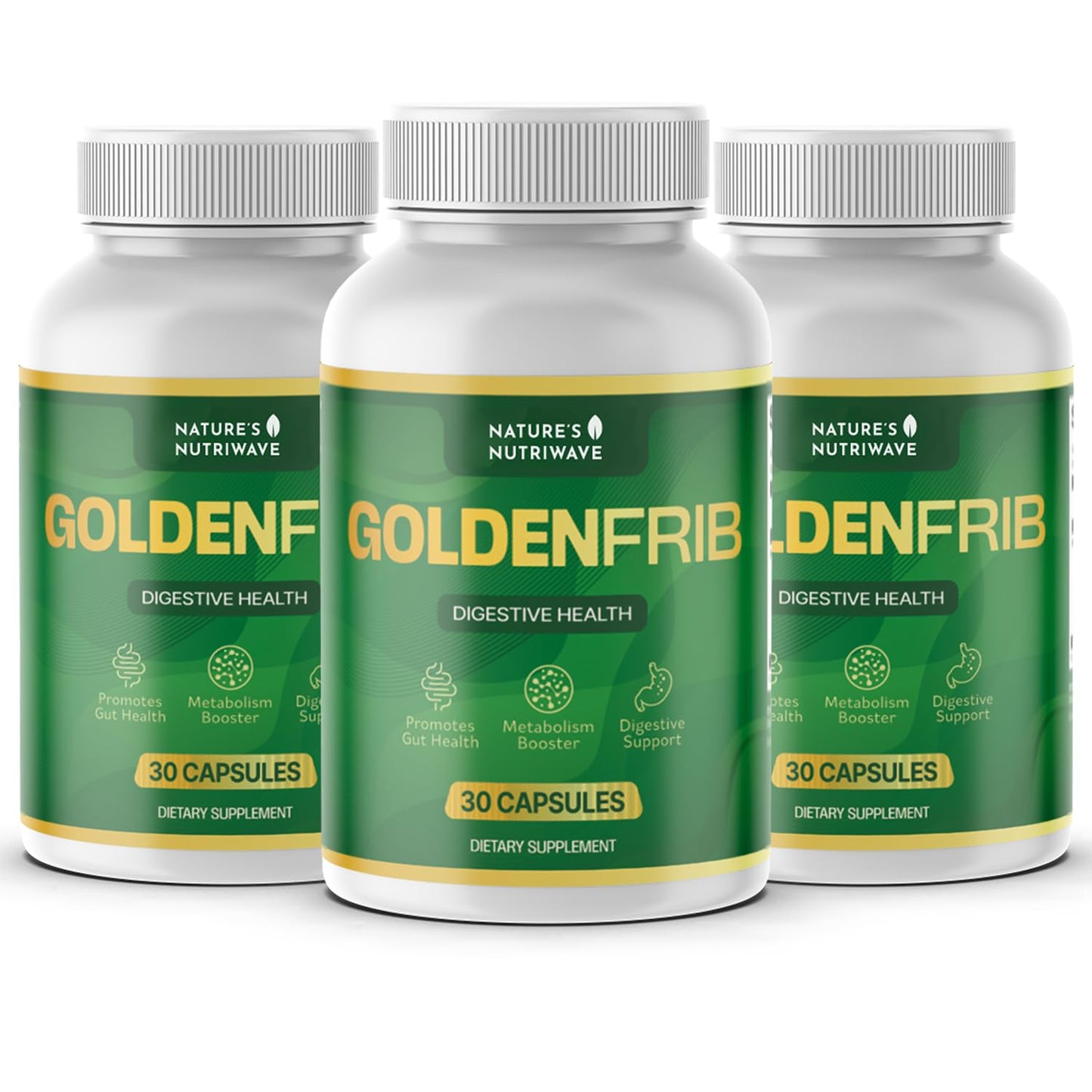 Nature’s NutriWave GoldenFrib Daily Fiber & Botanical Supplement with Psyllium Husk, Flaxseed, Aloe Vera, Apple Pectin & Probiotic Blend – Non-GMO Formula – Made in USA, 90 Capsules