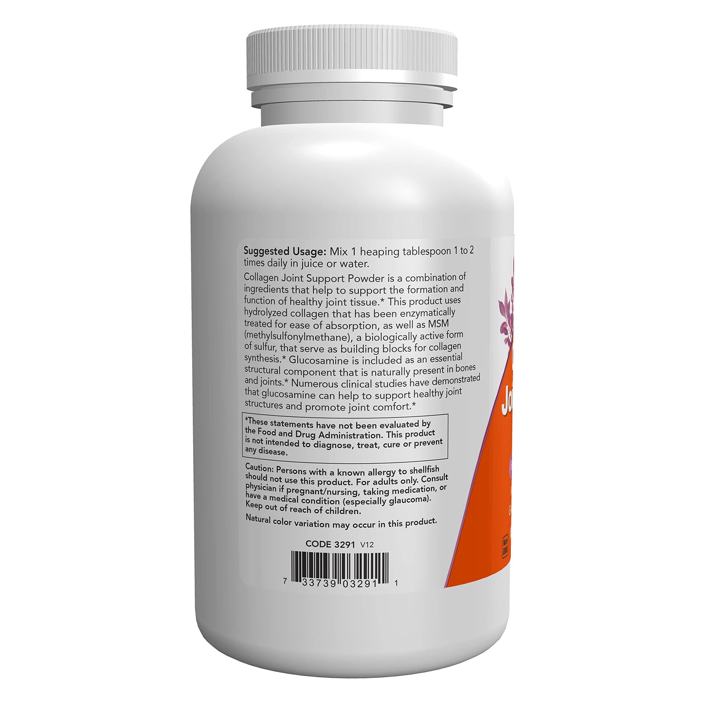 NOW Foods Collagen Joint Support Powder with Beef Gelatin, Glucosamine Sulfate and MSM, 11-Ounce
