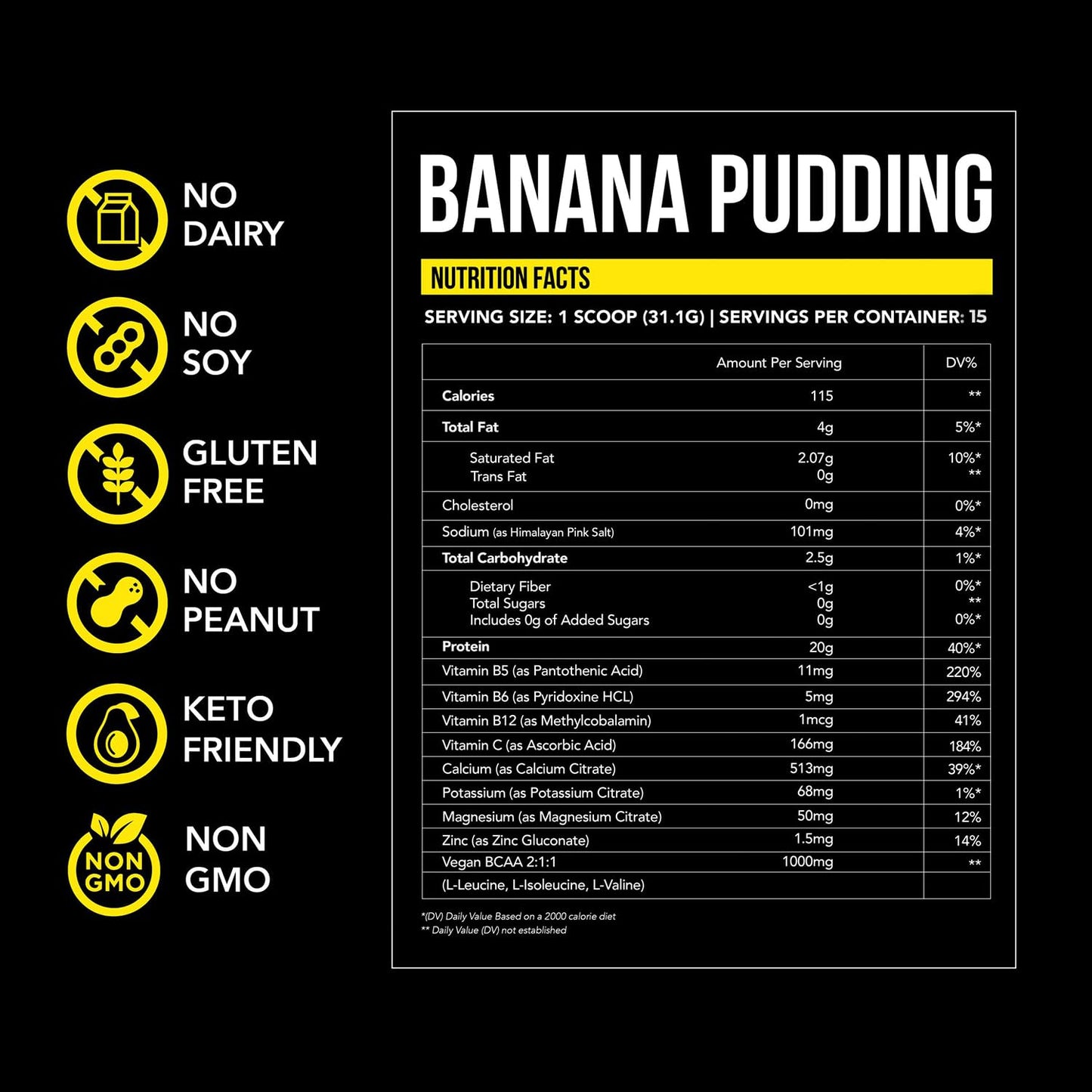 Just Move Banana Pudding Plant-Based Protein Powder, Vegan, Organic, Dairy Free, Soy Free, Gluten Free, Keto, Peanut Free, 20g Protein, Low Carb, Non-GMO, 16.5 oz