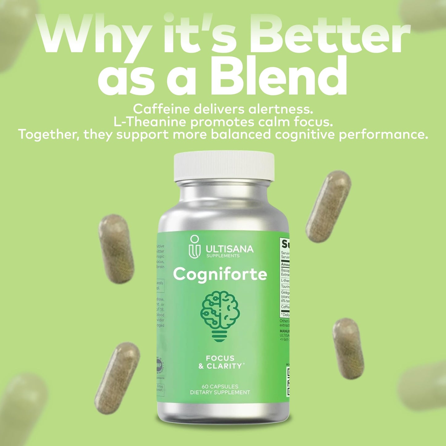 Ultisana Cogniforte Nootropic Brain Supplement Capsules, 60 Count