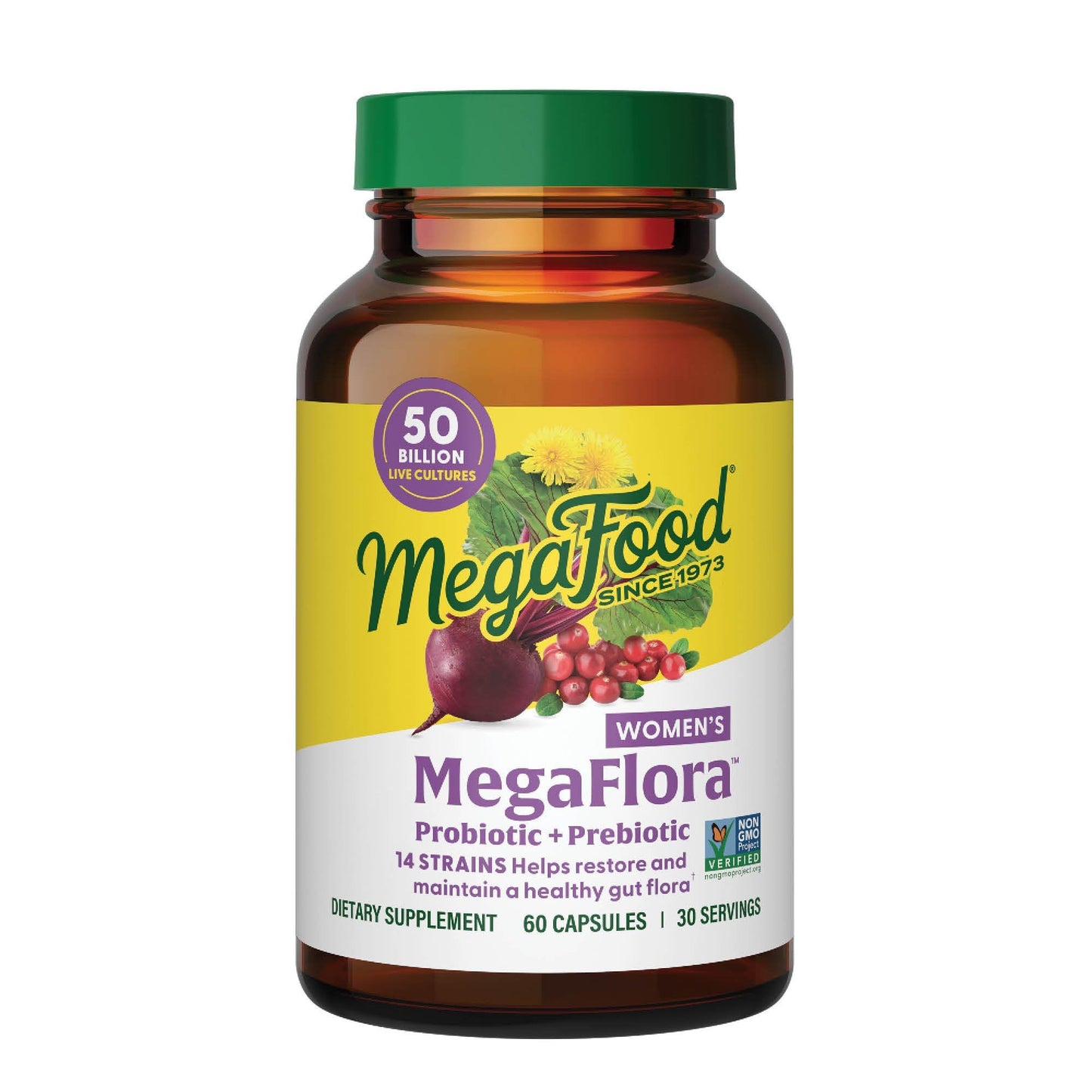 MegaFood MegaFlora Probiotics and Prebiotics for Women 60 Capsules