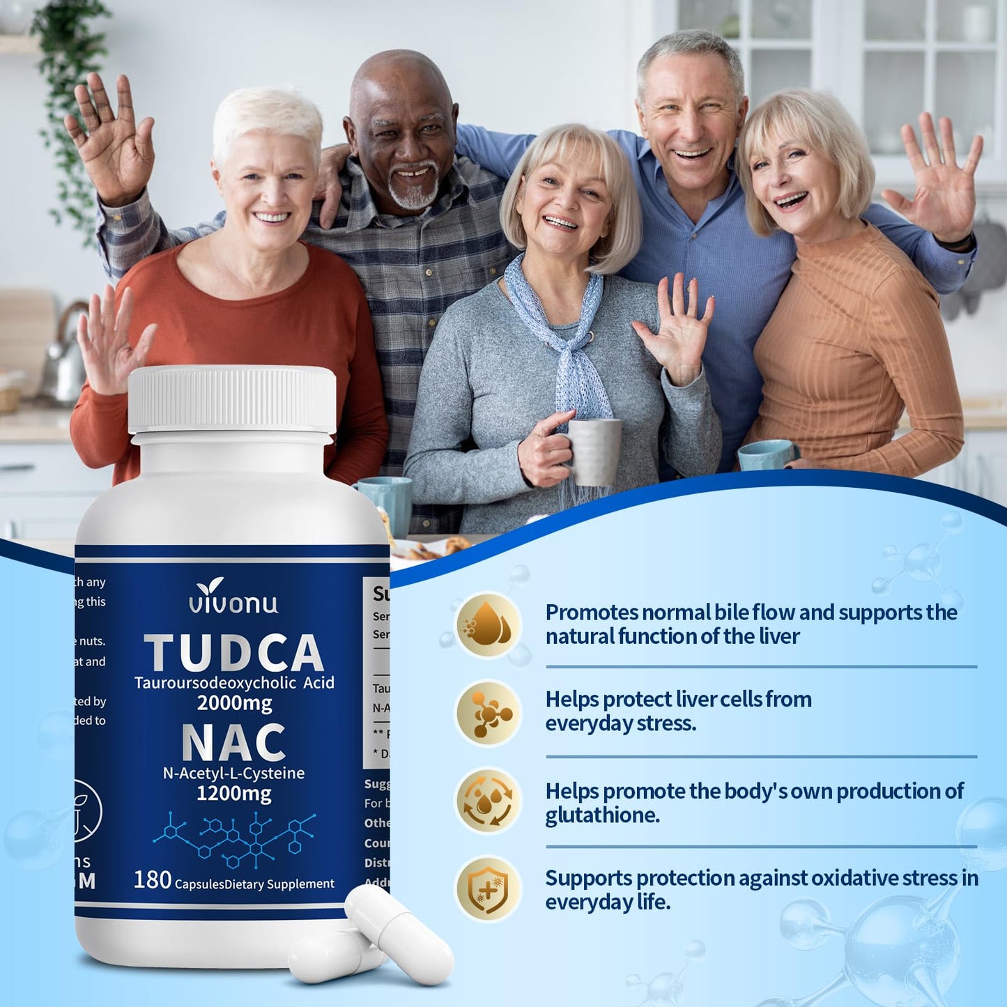 VivoNu TUDCA 2000mg + NAC 1200mg Supplement Complex Capsules, 720 Capsules