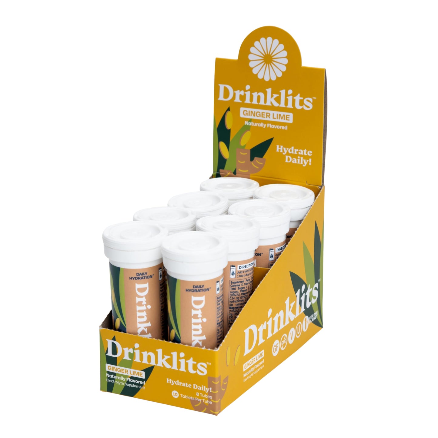 Drinklits Ginger Lime Electrolyte Sports Drink Fizzy Hydration Tablets, 80 Count
