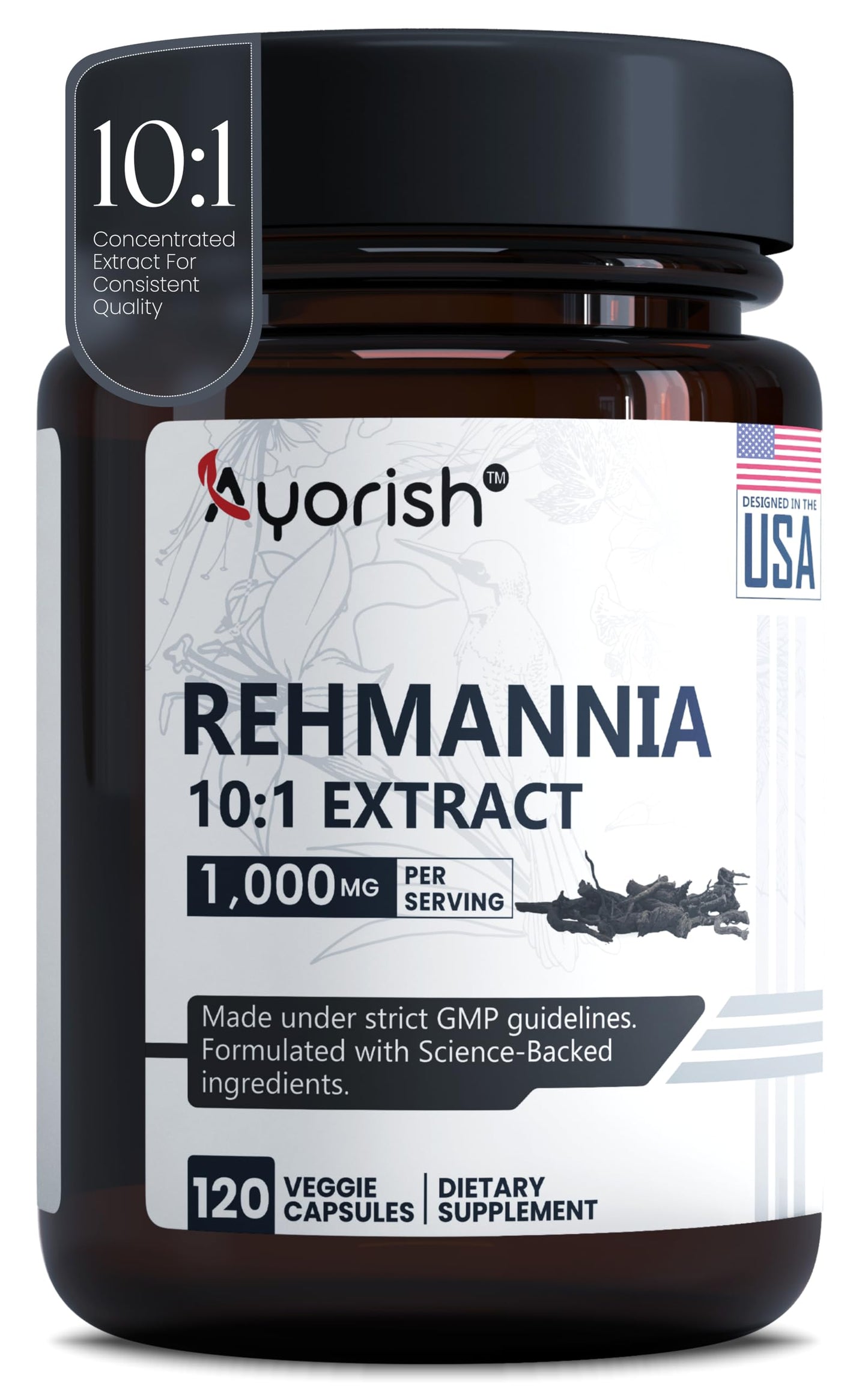 Ayorish Rehmannia Capsules 1000mg, 1 Count