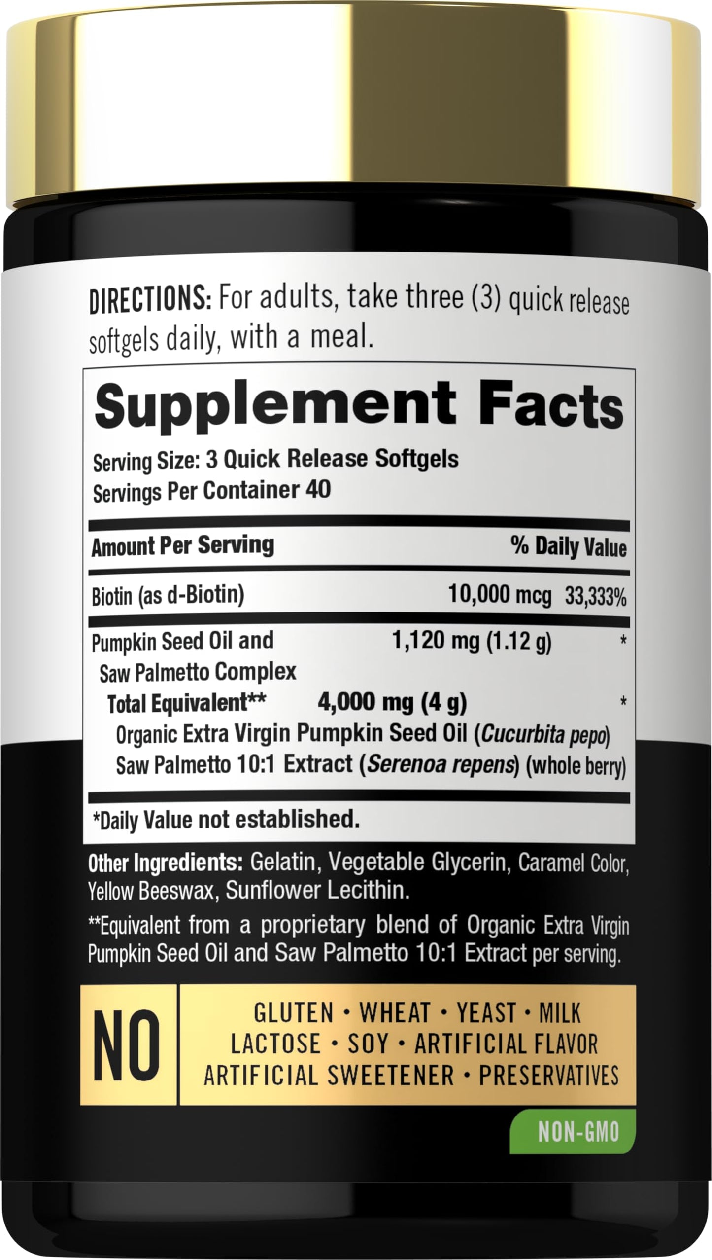 Carlyle Pumpkin Seed Oil with Saw Palmetto 4000 Mg Softgel Capsules, 120 Count