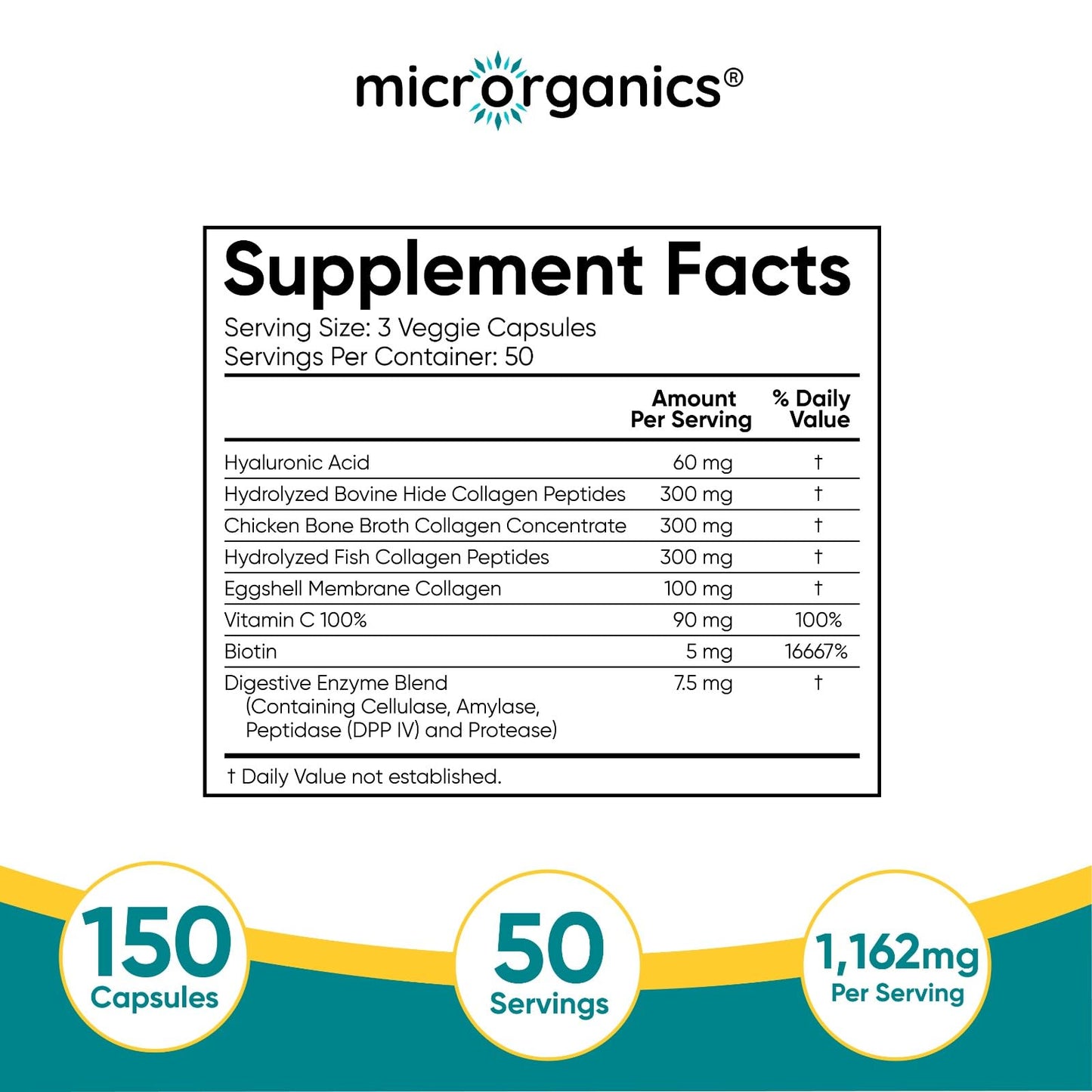 MICRORGANICS 5-in-1 Collagen Complex Capsule, 150 Count