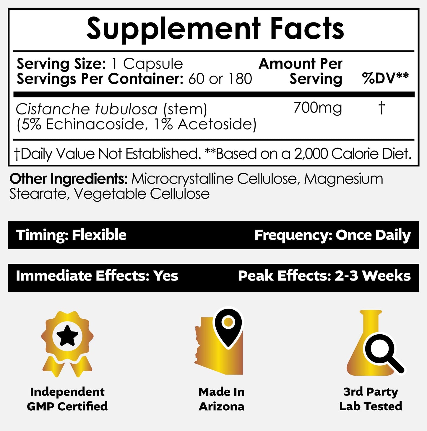 Nootropics Depot Cistanche tubulosa 700mg Capsules, 60 Count