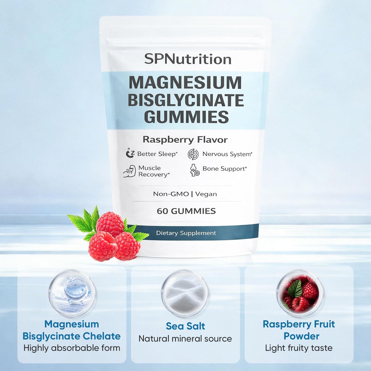 WXDOAU Magnesium Bisglycinate Gummies 60 Gummies