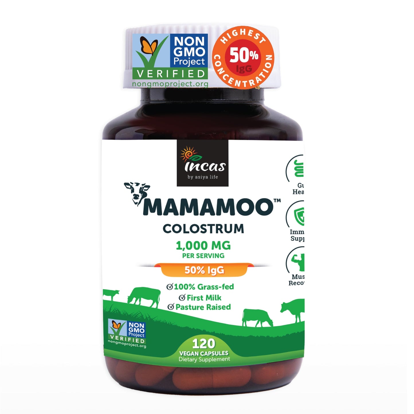 Incas by Asiya Life MamaMoo Colostrum Powder, Pack of 120