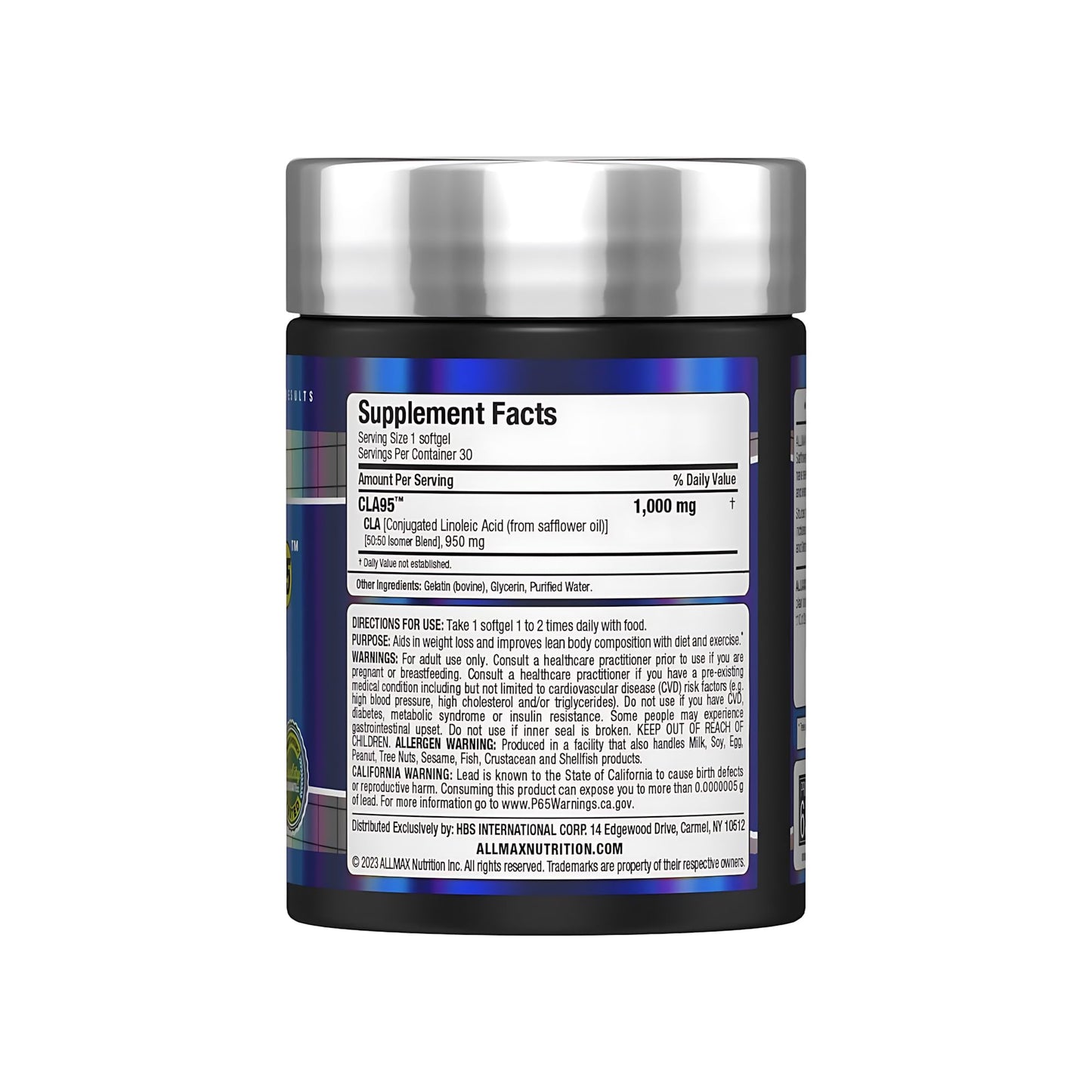 ALLMAX CLA (95% Conjugated Linoleic Acid) Capsules, 1 Count