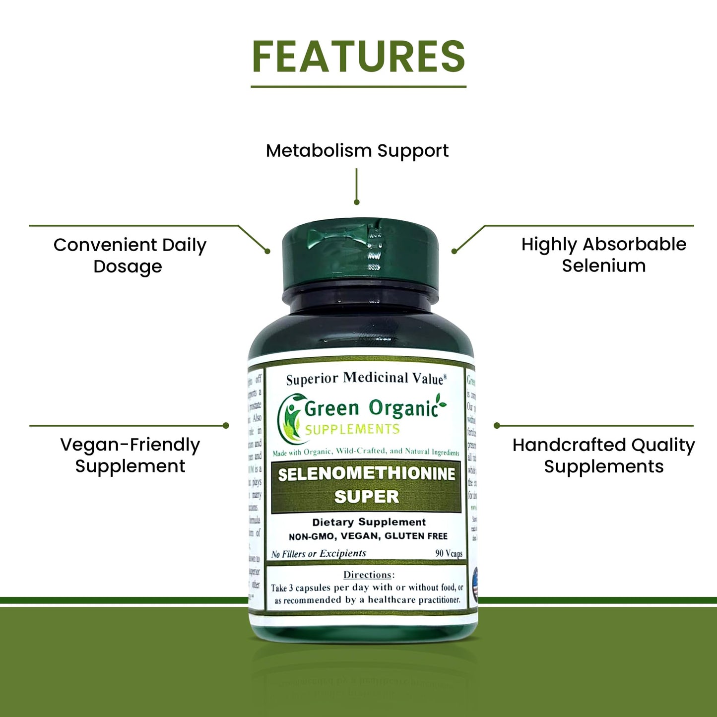 Green Organic Supplements Selenium Seleno-Methionine Capsule 1 Count