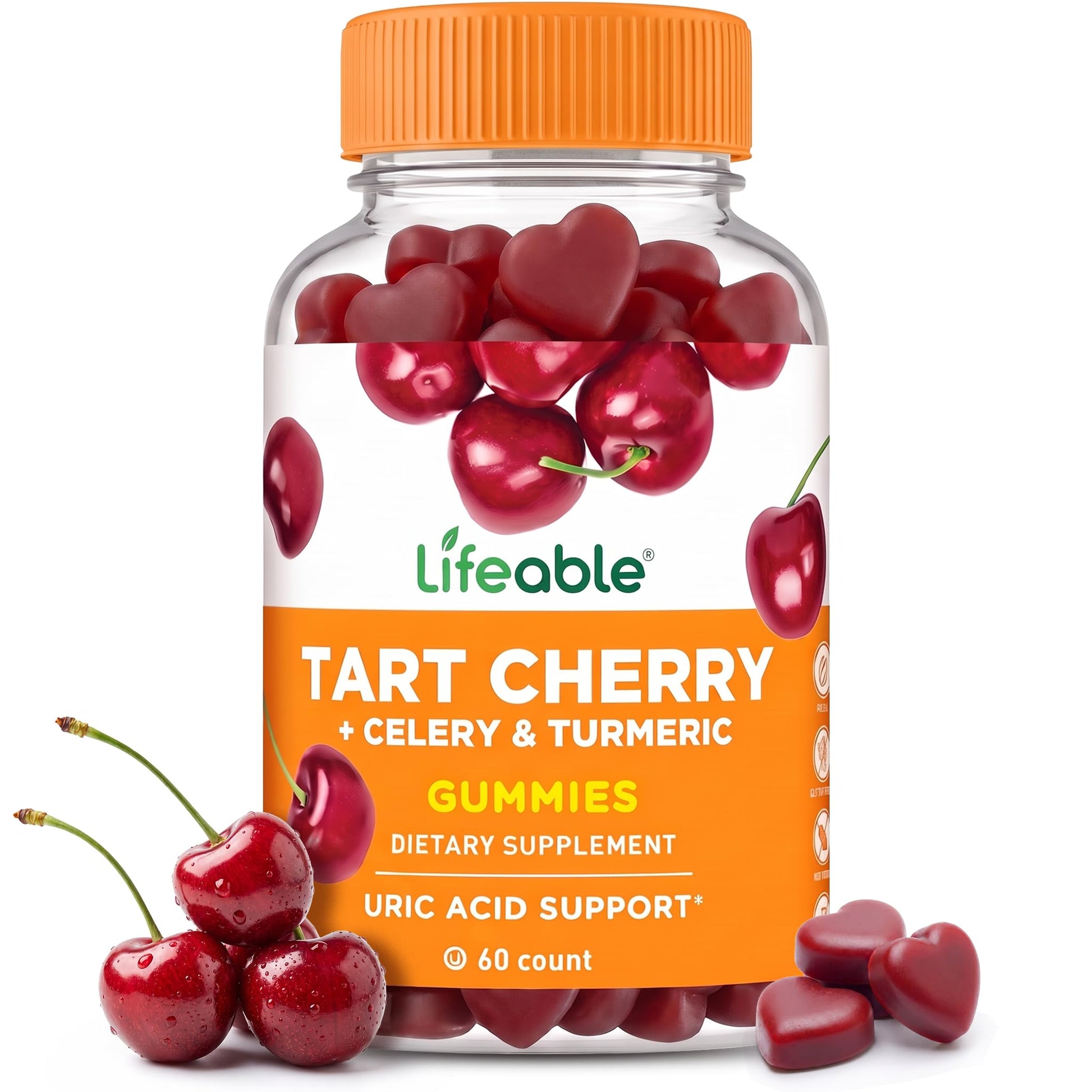Lifeable Tart Cherry Gummies for Uric Acid Support with Celery & Turmeric Extract, Gummy, 60 Count