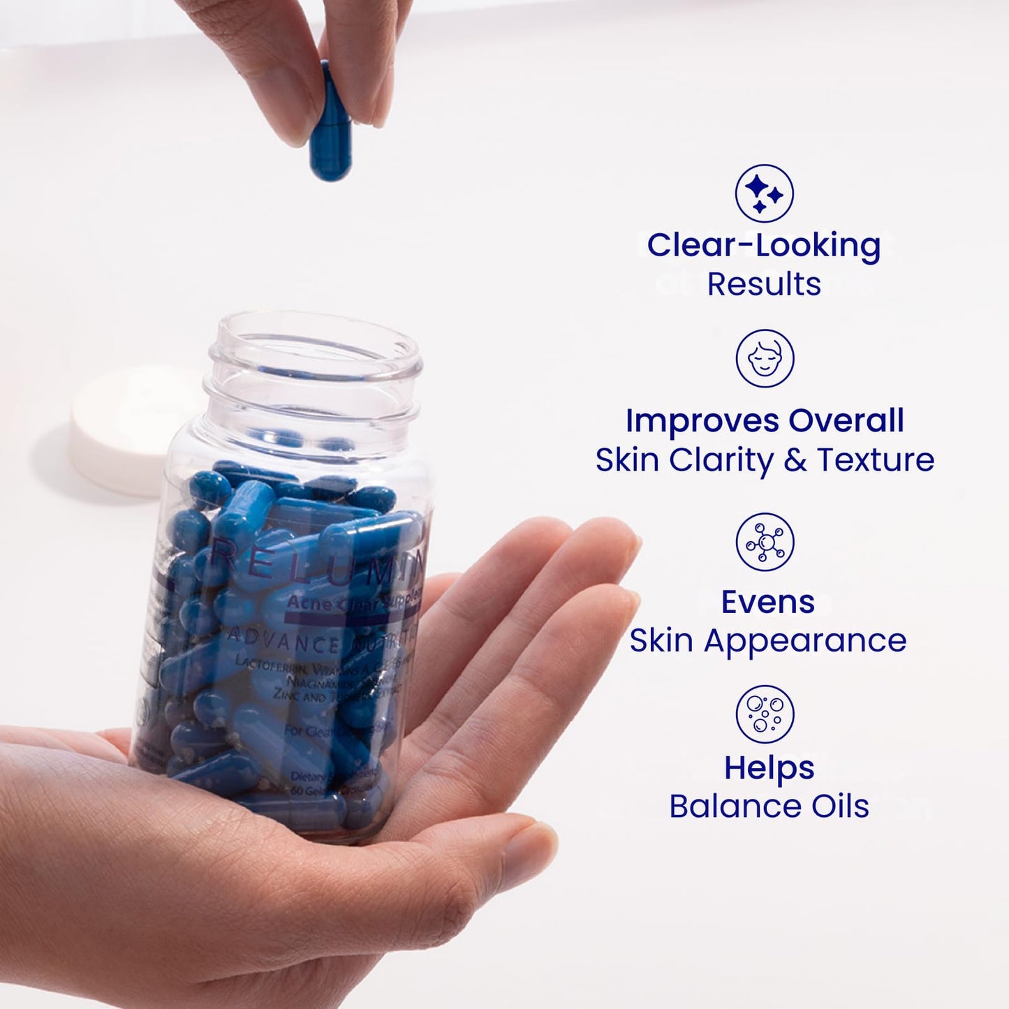 Relumins Oral Acne Pills for Clear Skin Capsules, 60 Capsules