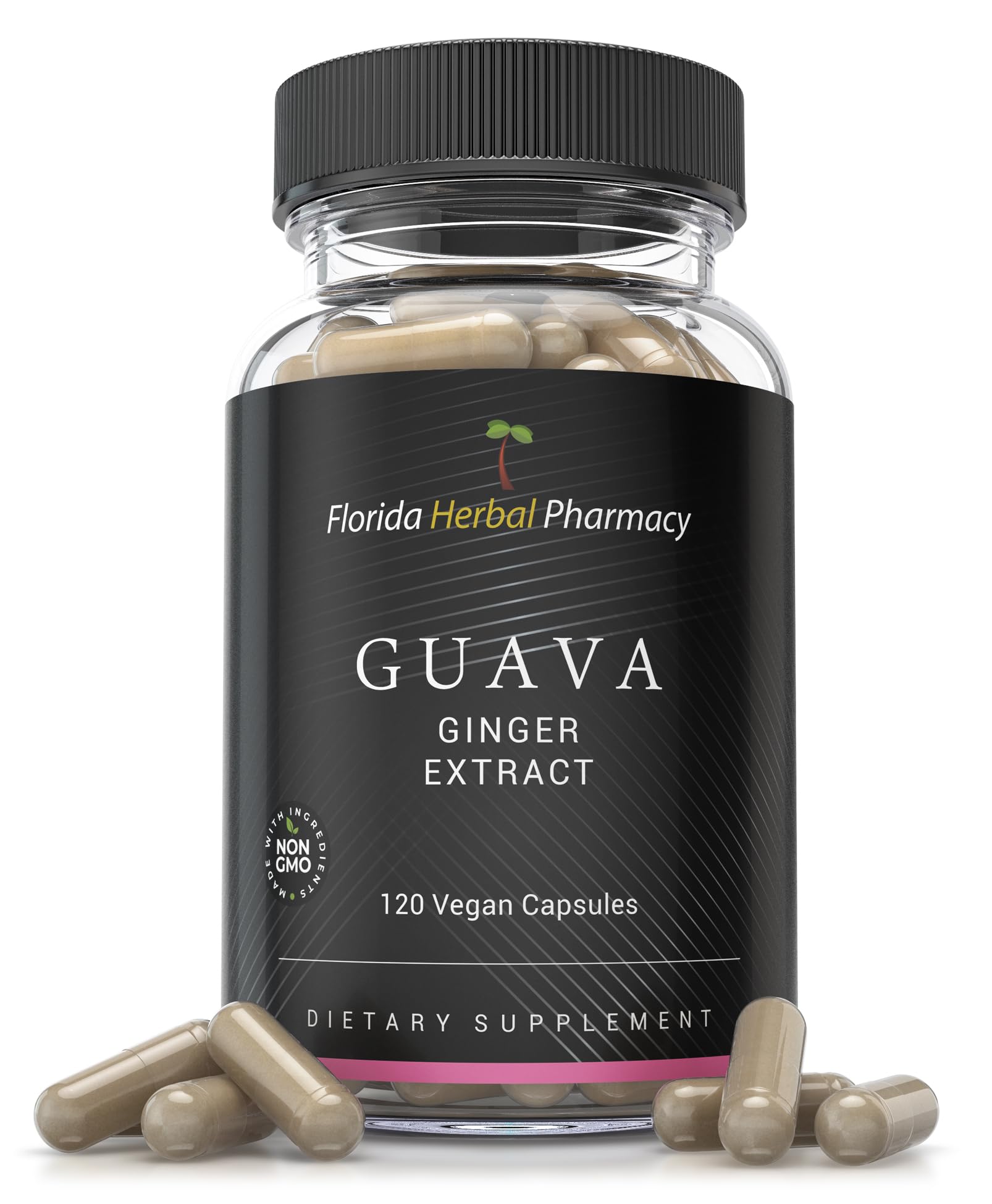 Florida Herbal Pharmacy Guava-Ginger Extract Supplement Capsules 20:1, 1000 mg Serving, 120 Capsules