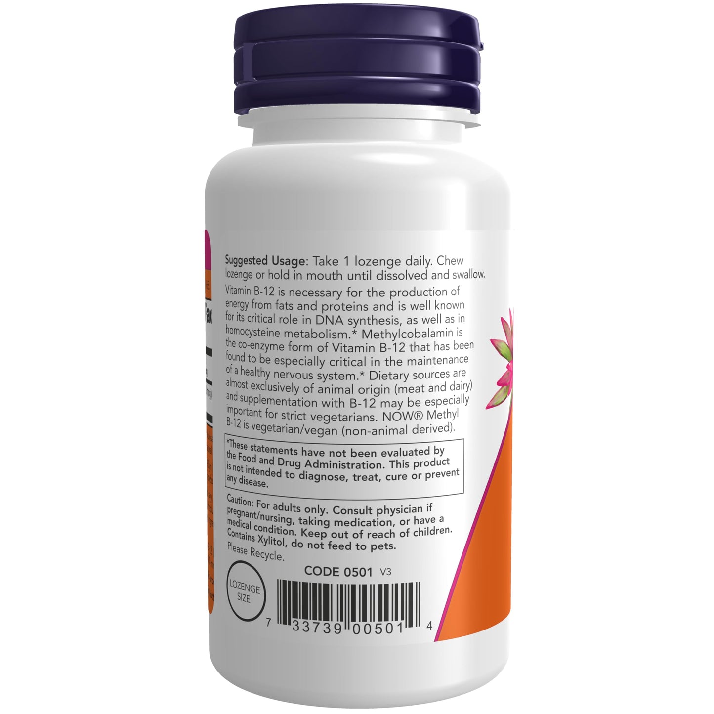 NOW Foods Methyl B-12 (Methylcobalamin) 10,000 mcg Nervous System Health*, Tablet, 60 Count