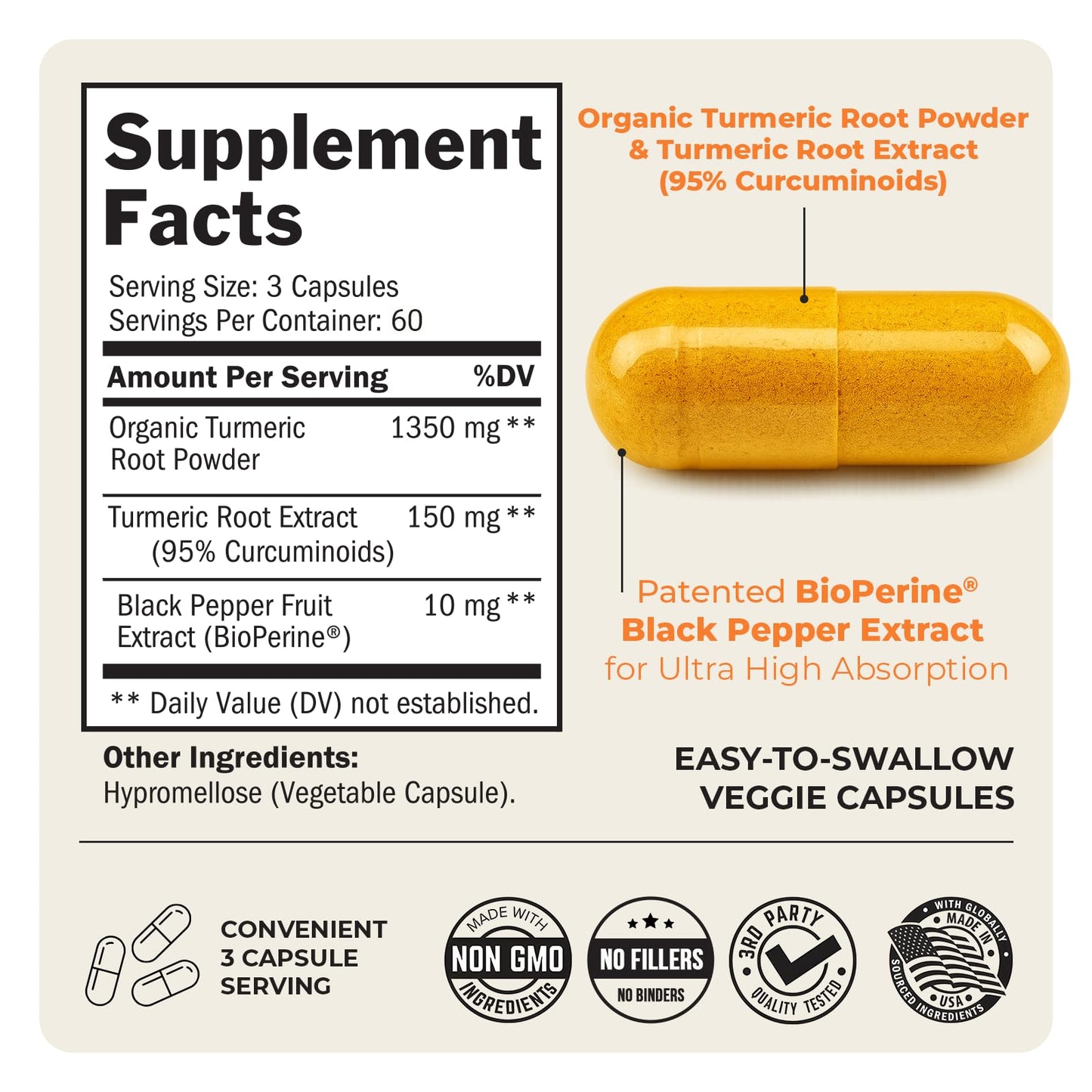 BioSchwartz Turmeric Curcumin with Black Pepper Extract 1500mg, High Absorption Turmeric Supplement with 95% Curcuminoids and BioPerine, Non-GMO Turmeric Capsules for Joint Support, 180 Capsules