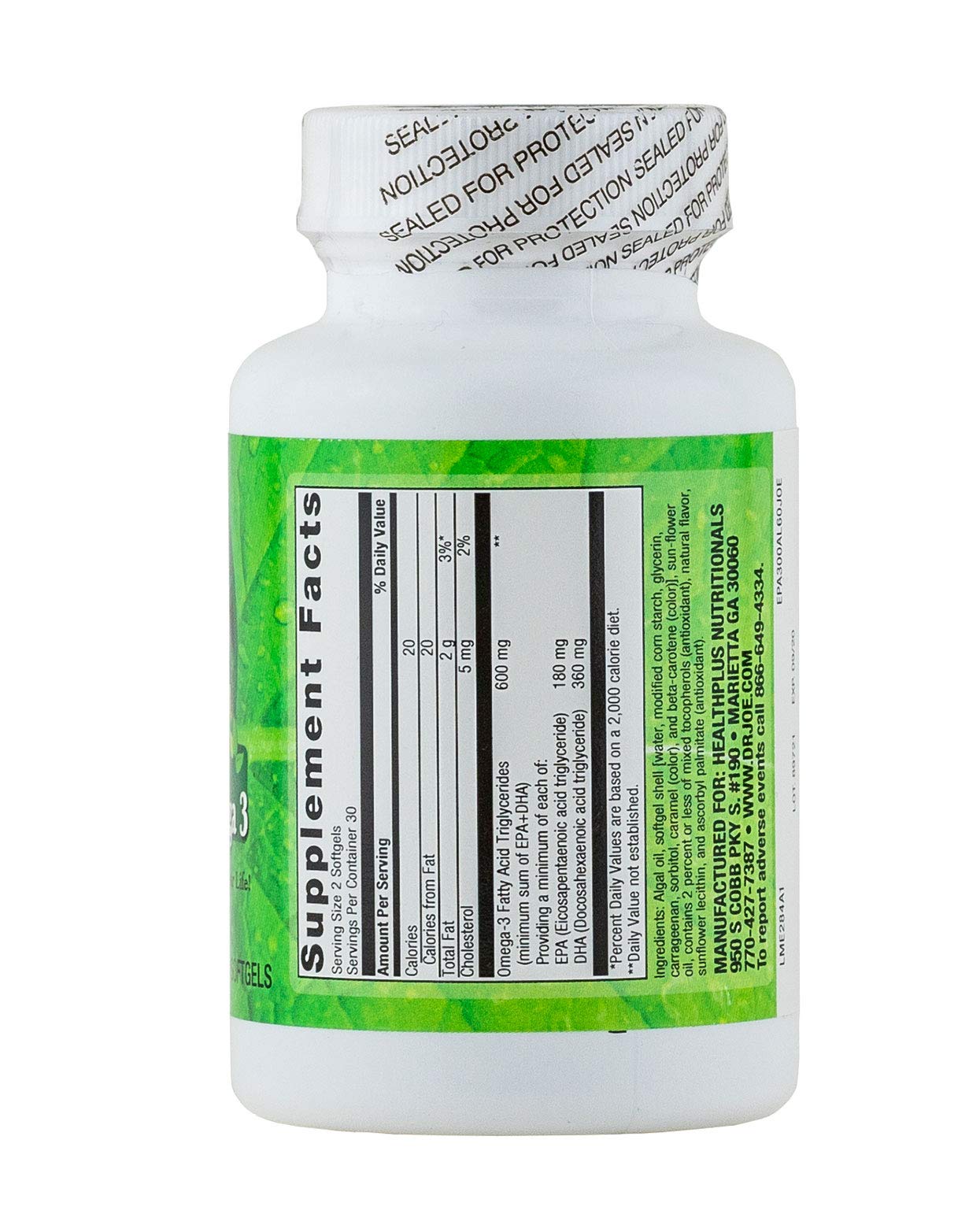 Dr. Joe's Vegan Omega-3 Algae Oil Softgels 60 Count