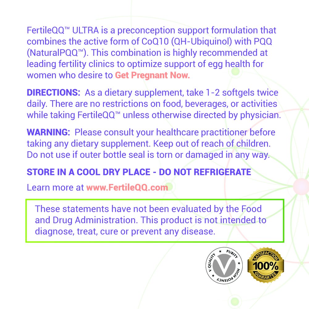 Extreme V, Inc FertileQQ Ultra Ubiquinol QH and PQQ Softgels 30 Count